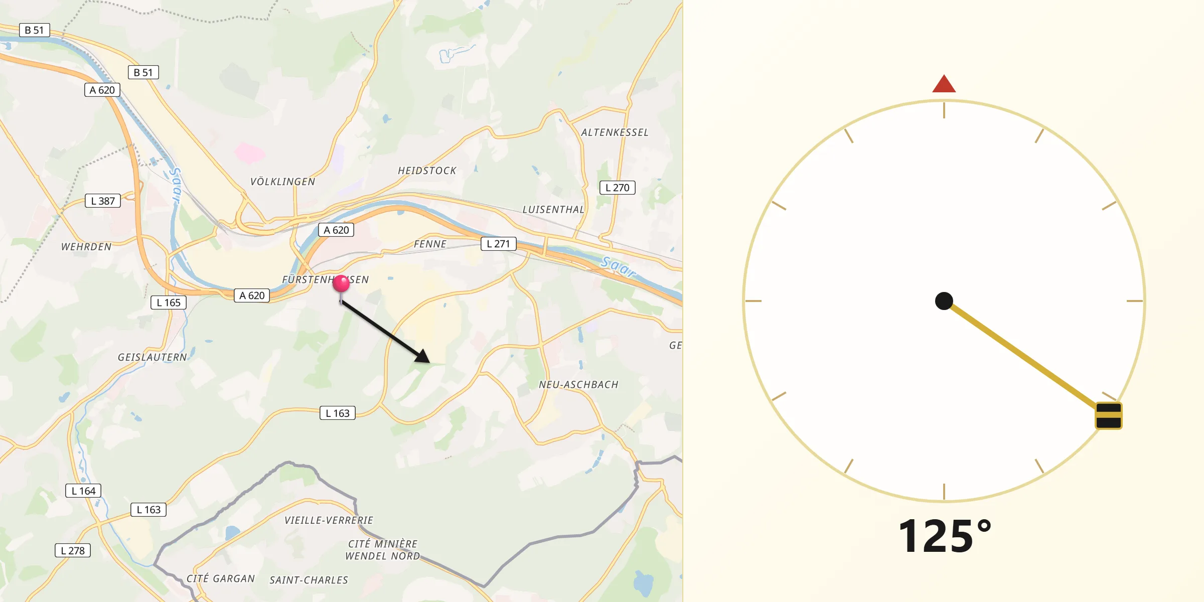 Qibla-Richtung von Fürstenhausen