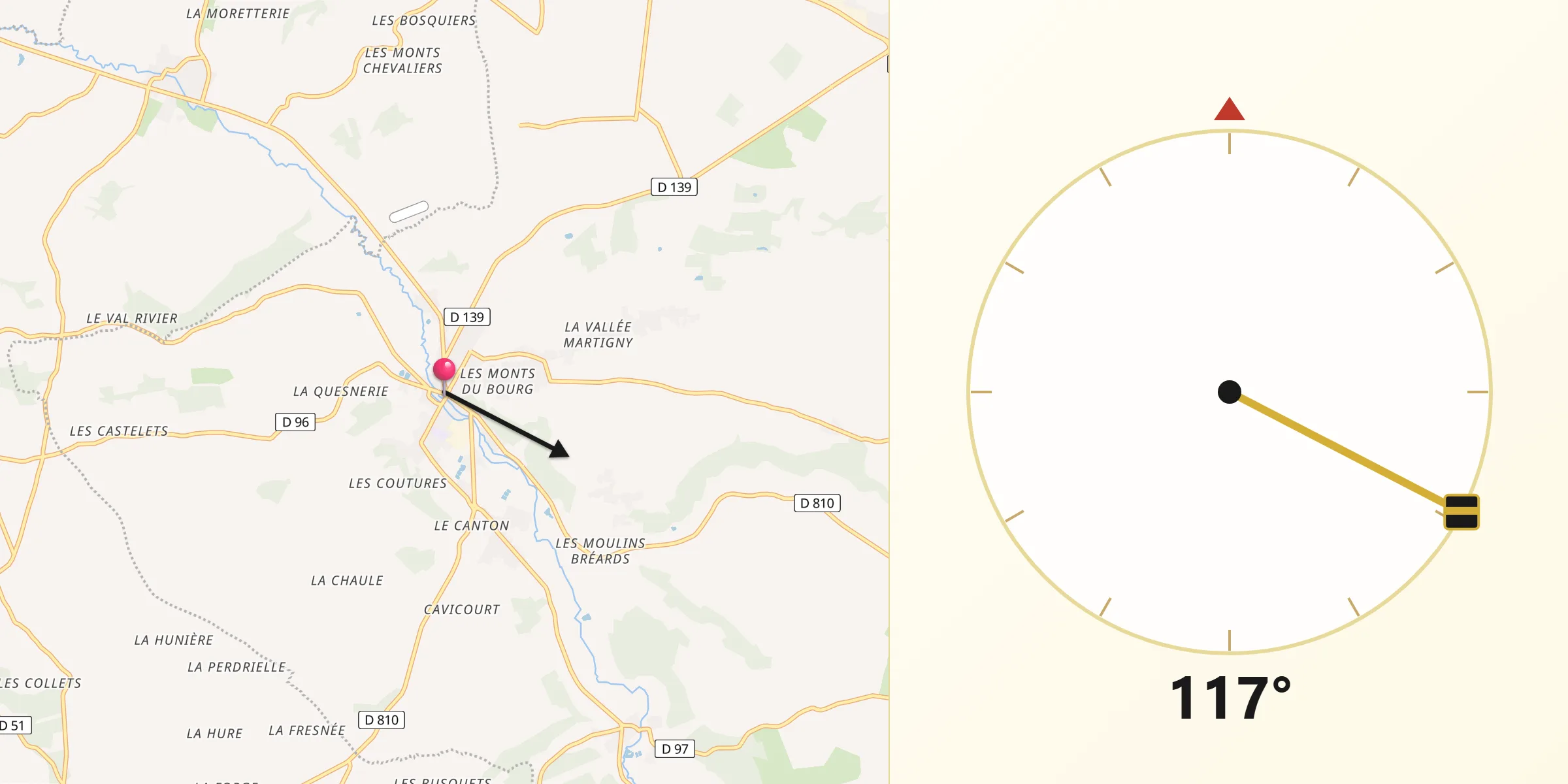 Direction vers la Qibla depuis Cormeilles