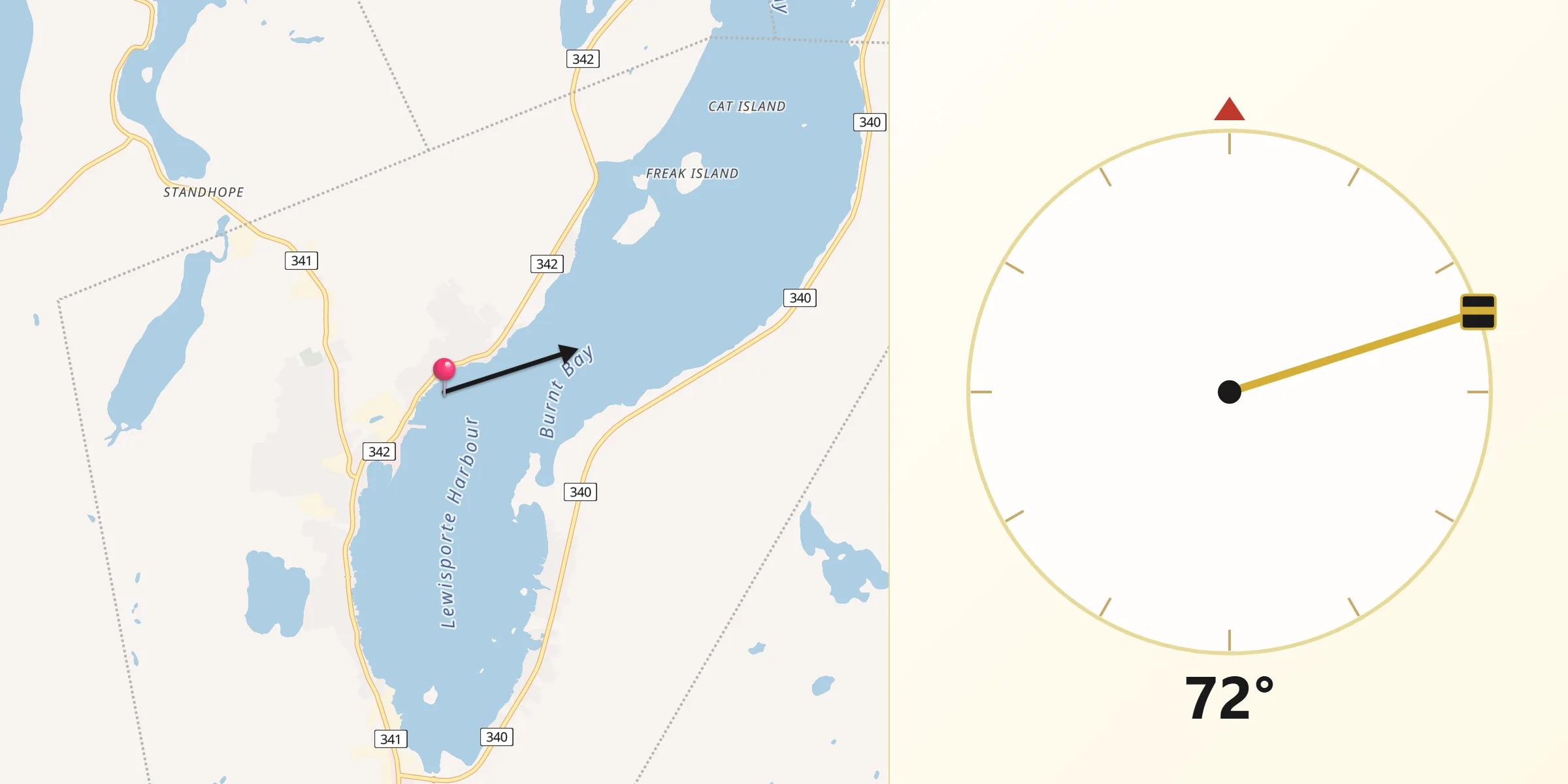 Qibla Direction from Lewisporte