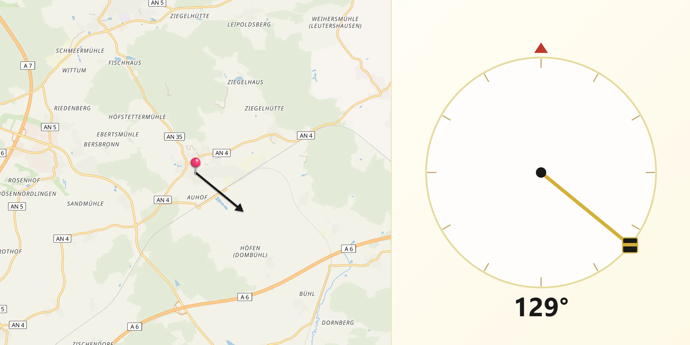 Qibla-Richtung von Dombühl
