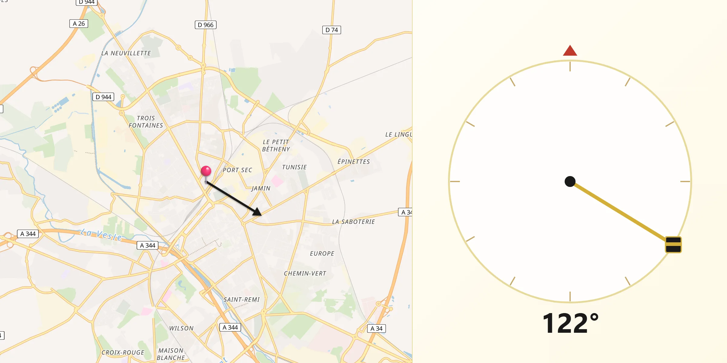 Direzione della Qibla da Reims