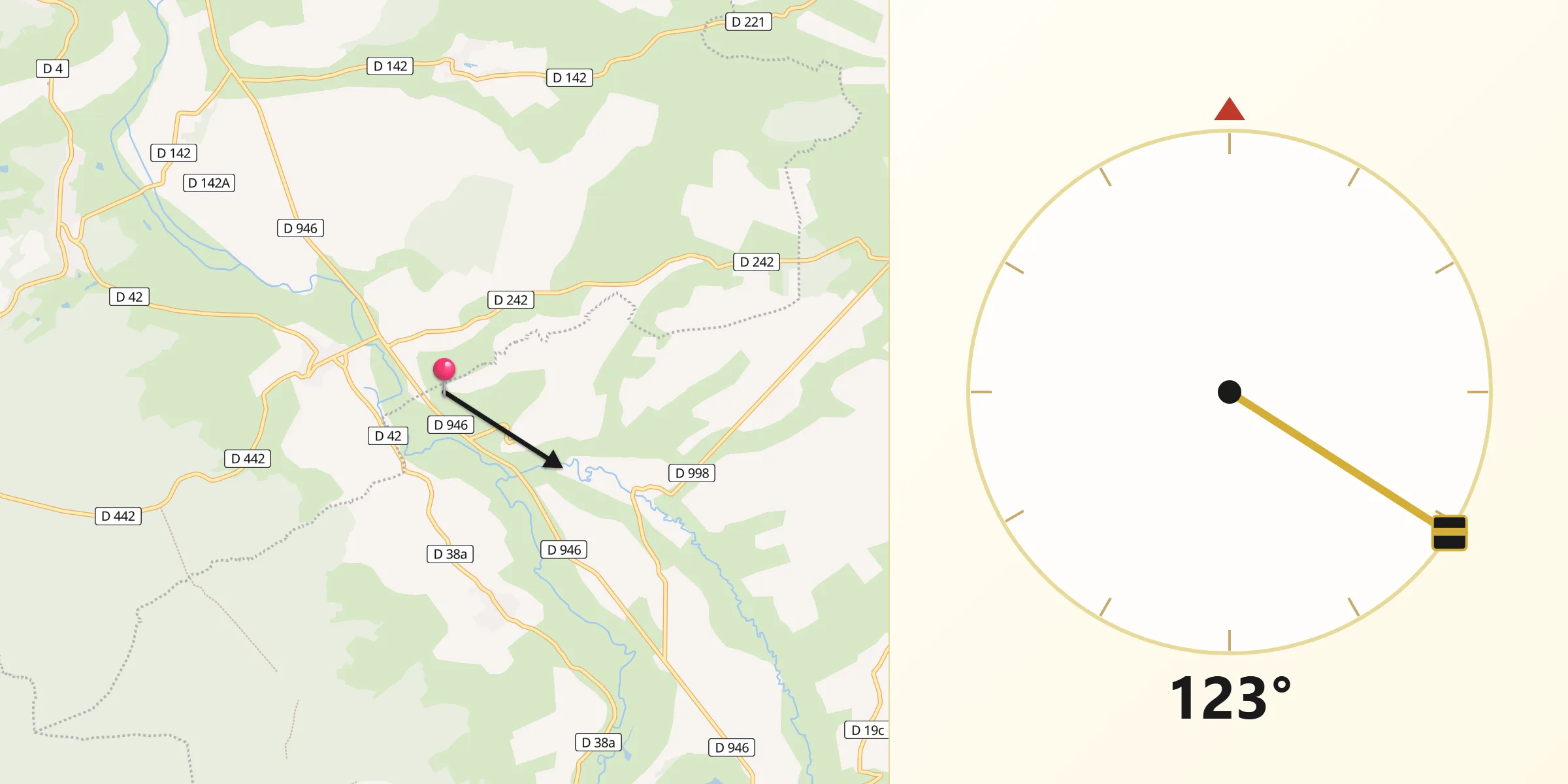 Direction vers la Qibla depuis Baulny