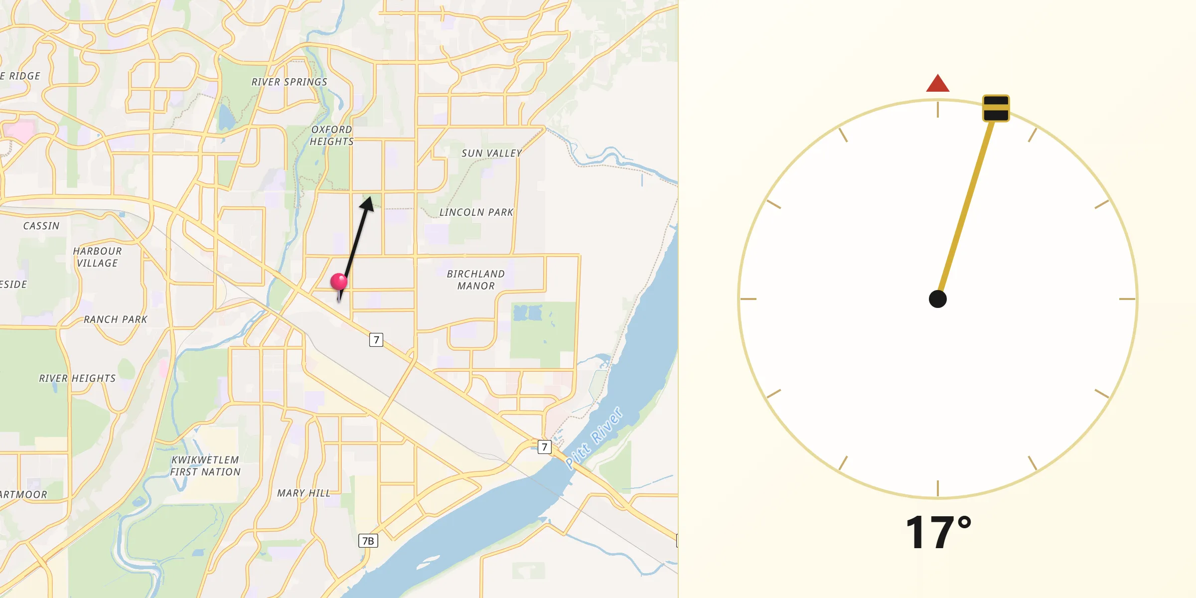 Qibla Direction from Port Coquitlam