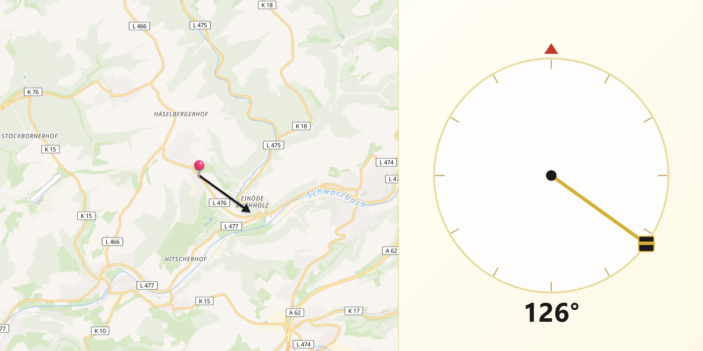 Qibla-Richtung von Maßweiler
