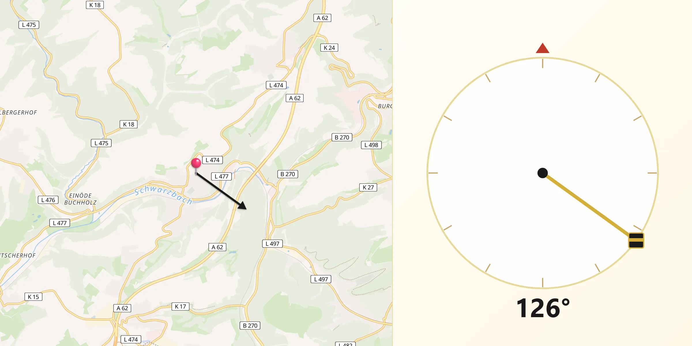 Qibla-Richtung von Thaleischweiler-Fröschen
