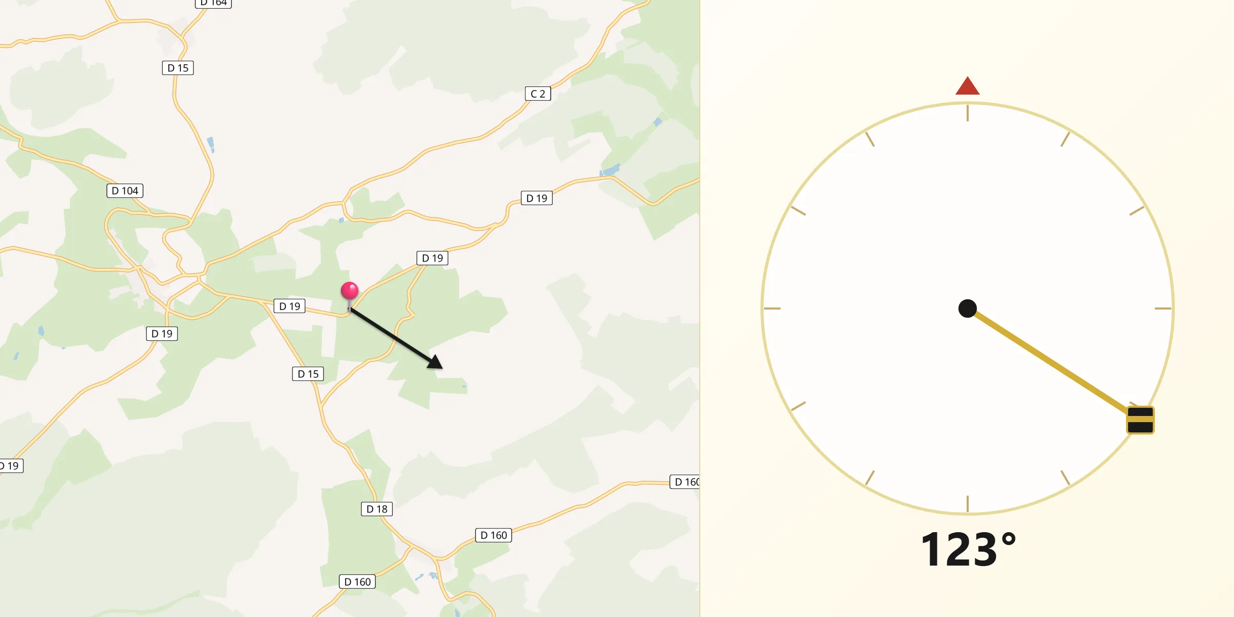 Direction vers la Qibla depuis Cuisy