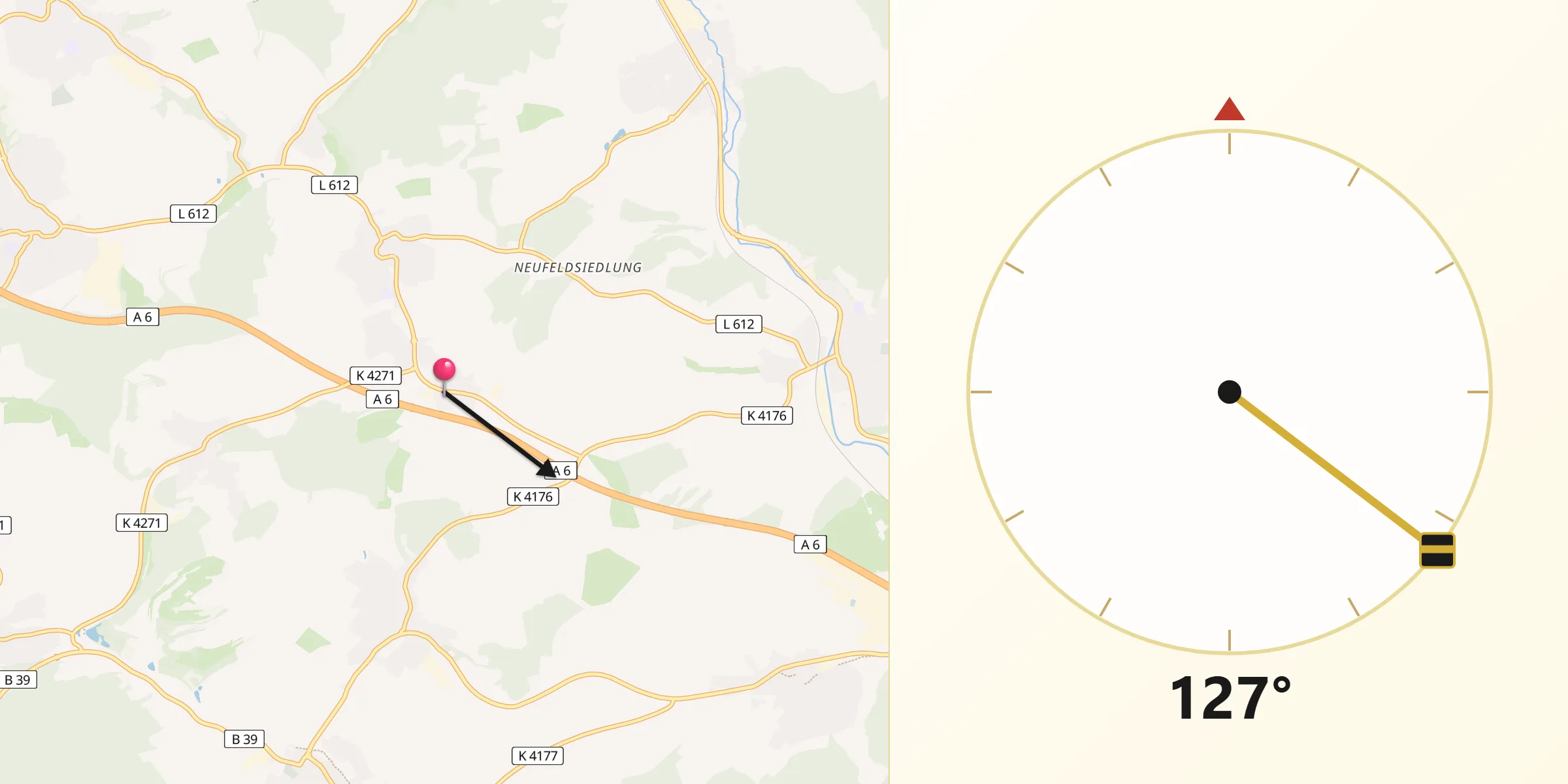 Qibla-Richtung von Balzfeld