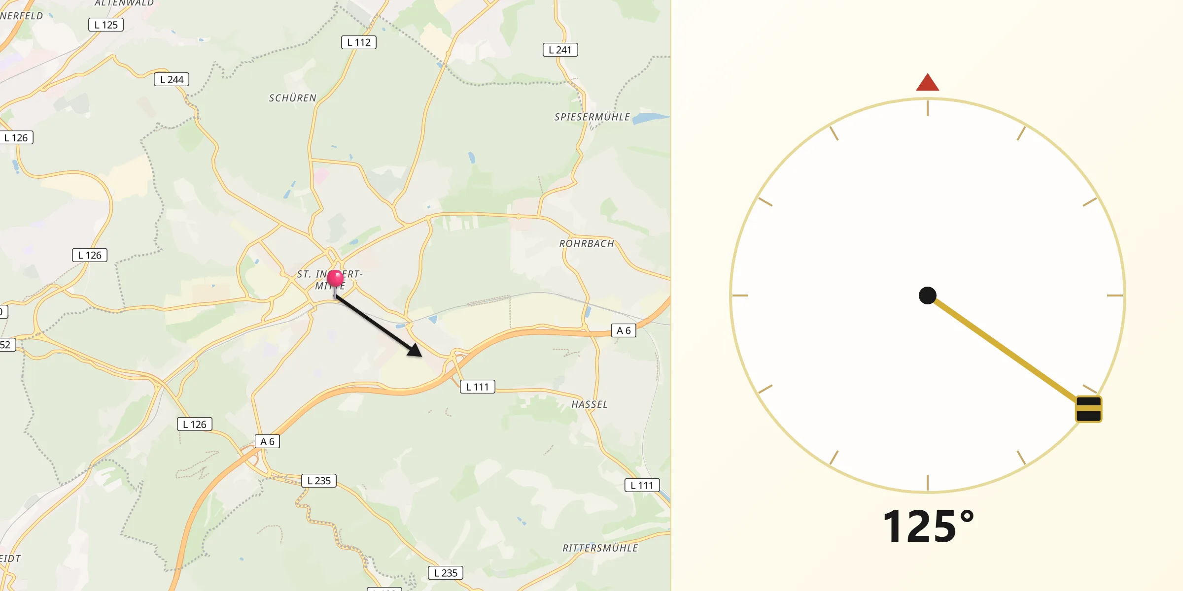 Qibla-Richtung von St. Ingbert