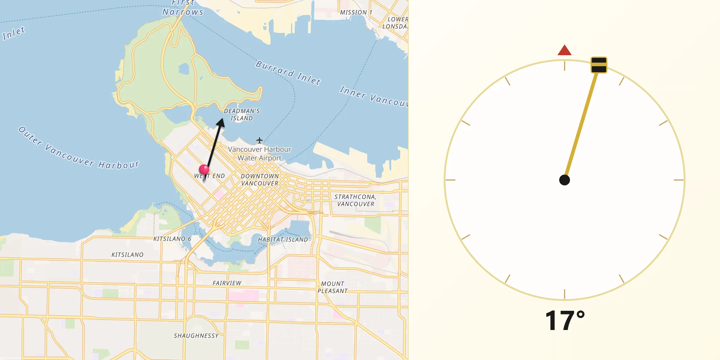 Qibla Direction from West End