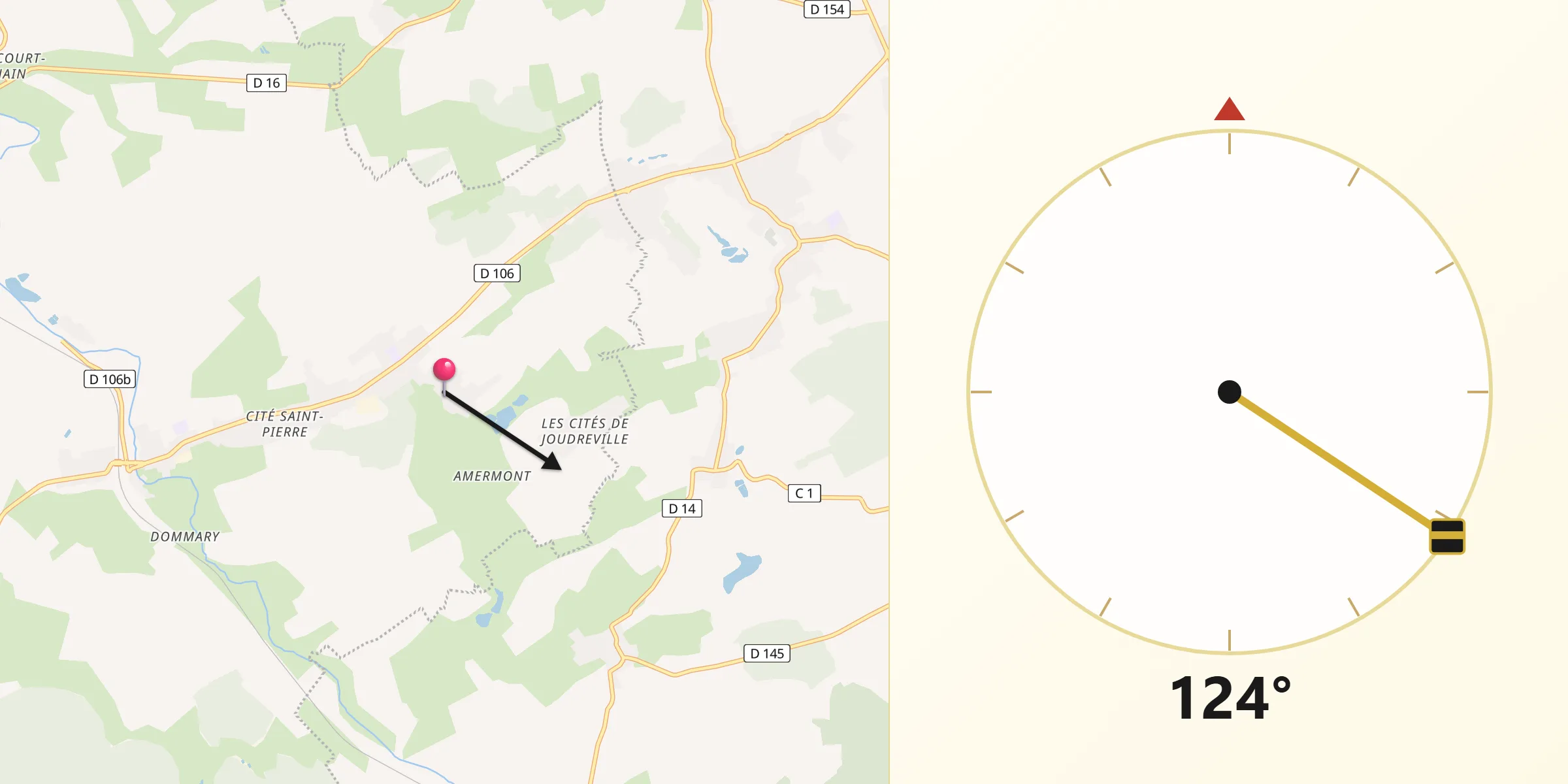 Direction vers la Qibla depuis Bouligny