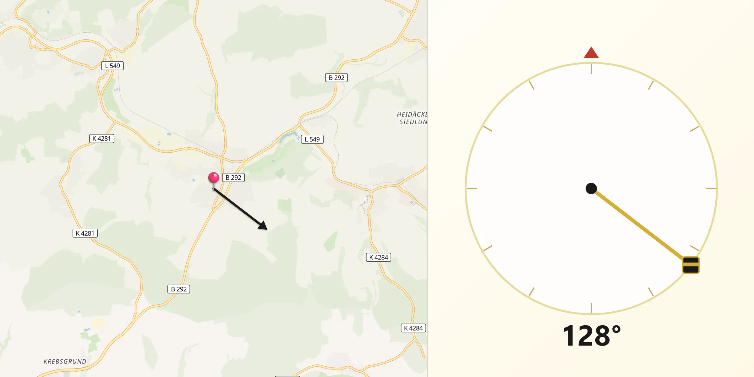 Qibla-Richtung von Waibstadt