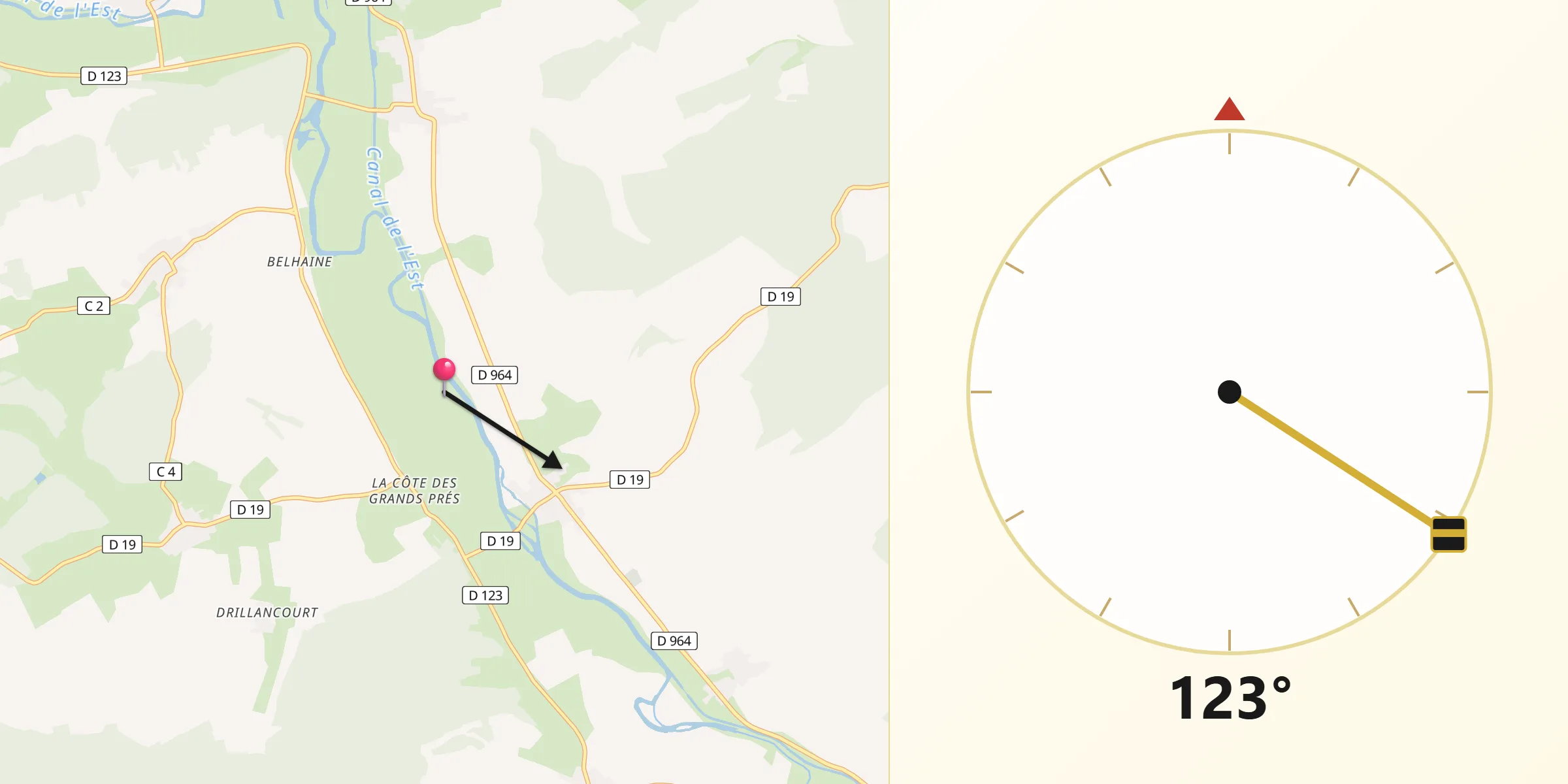 Direction vers la Qibla depuis Consenvoye