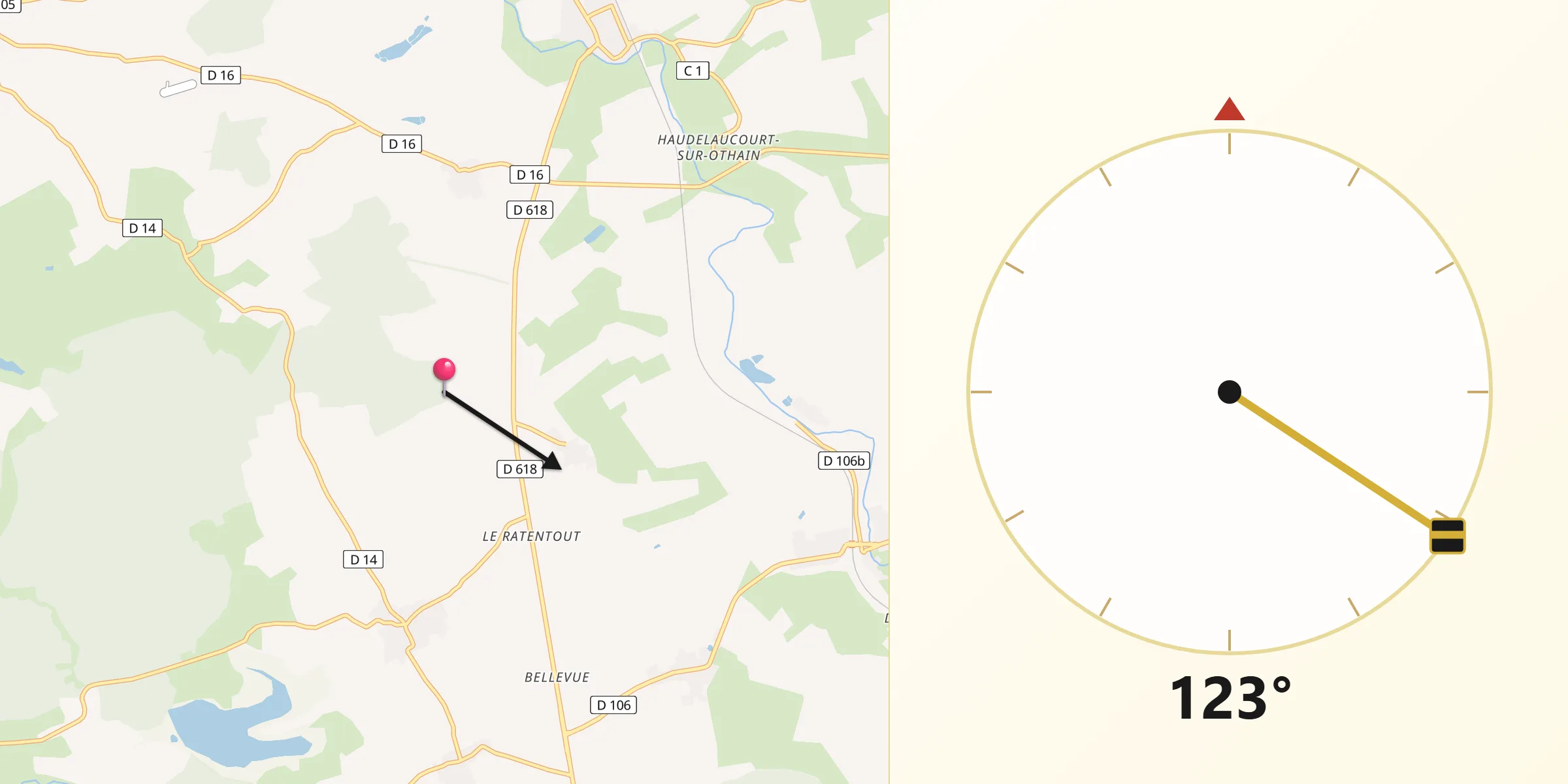 Direction vers la Qibla depuis Gouraincourt