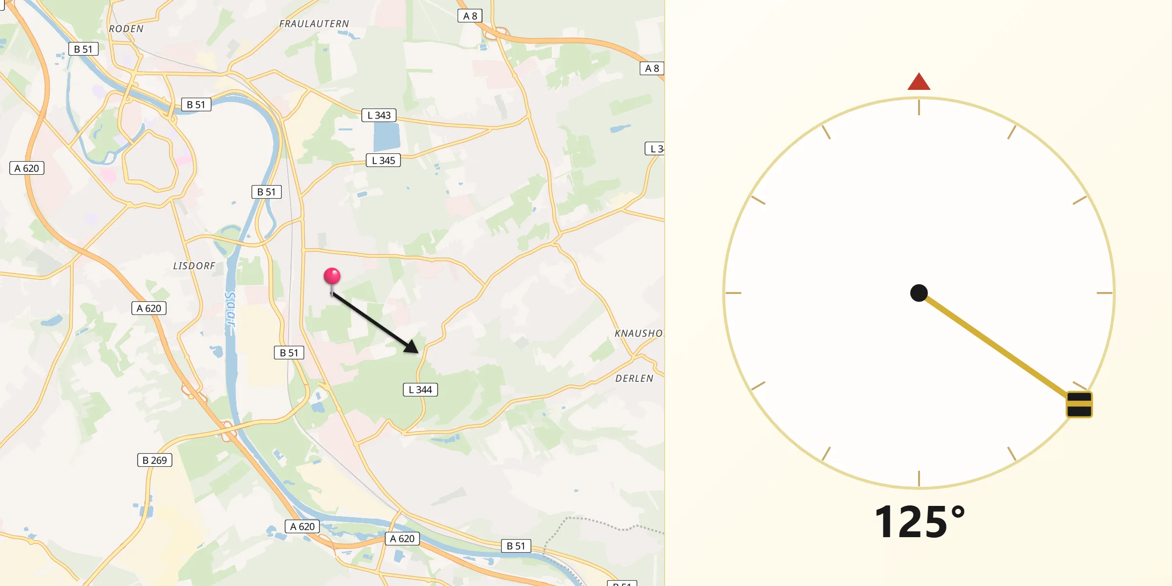Qibla-Richtung von Ensdorf