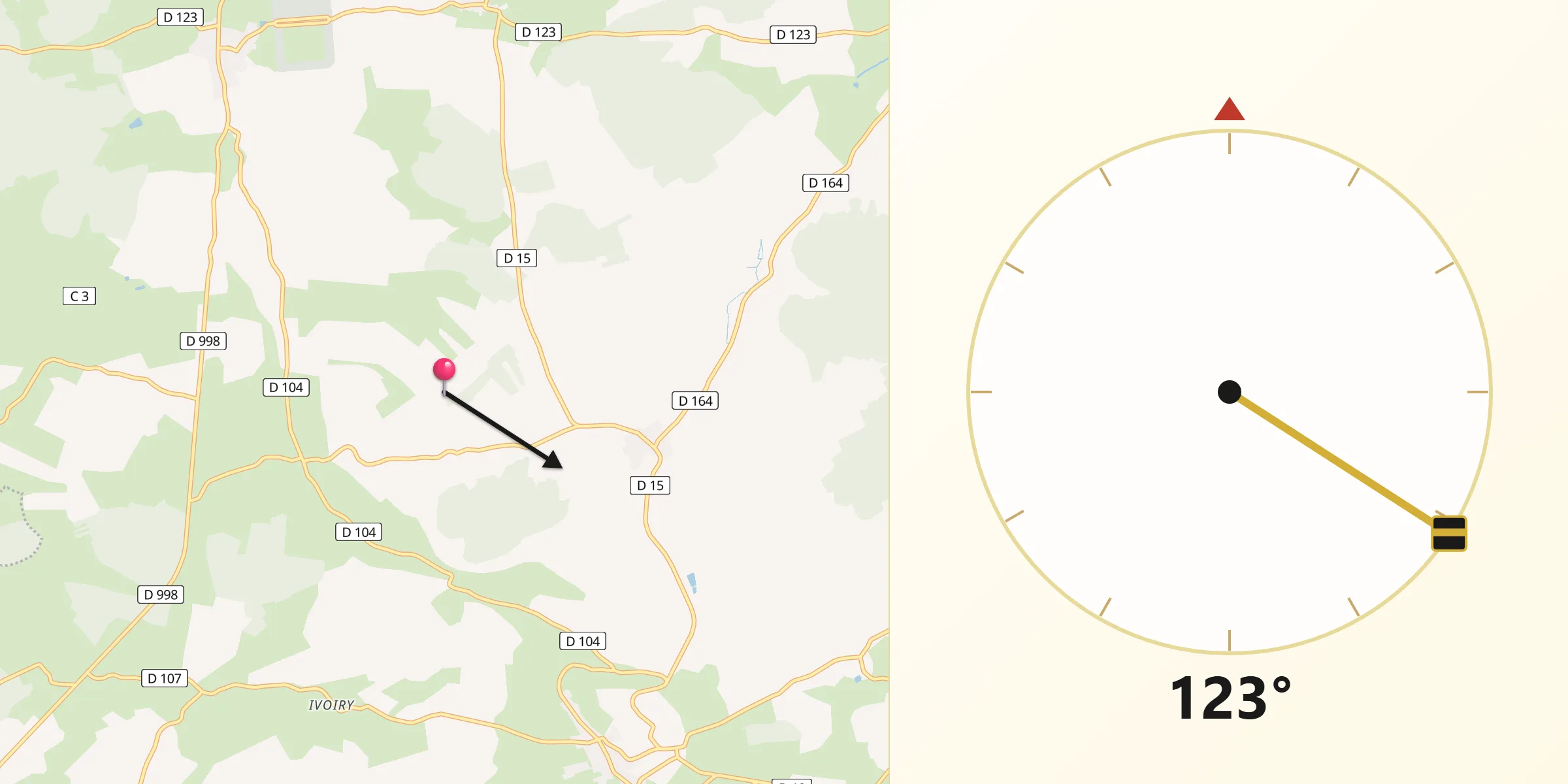 Direction vers la Qibla depuis Nantillois