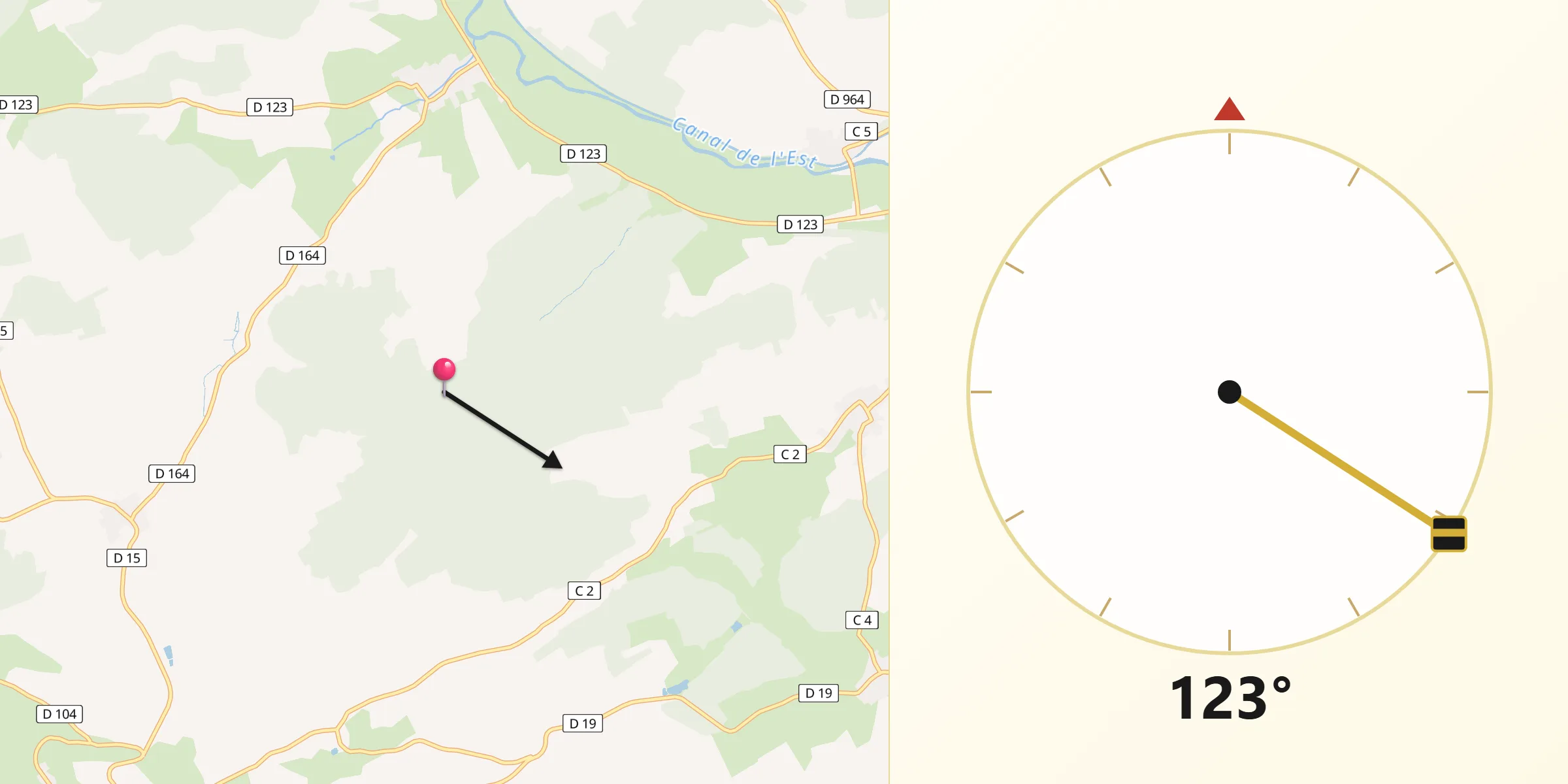 Direction vers la Qibla depuis Dannevoux