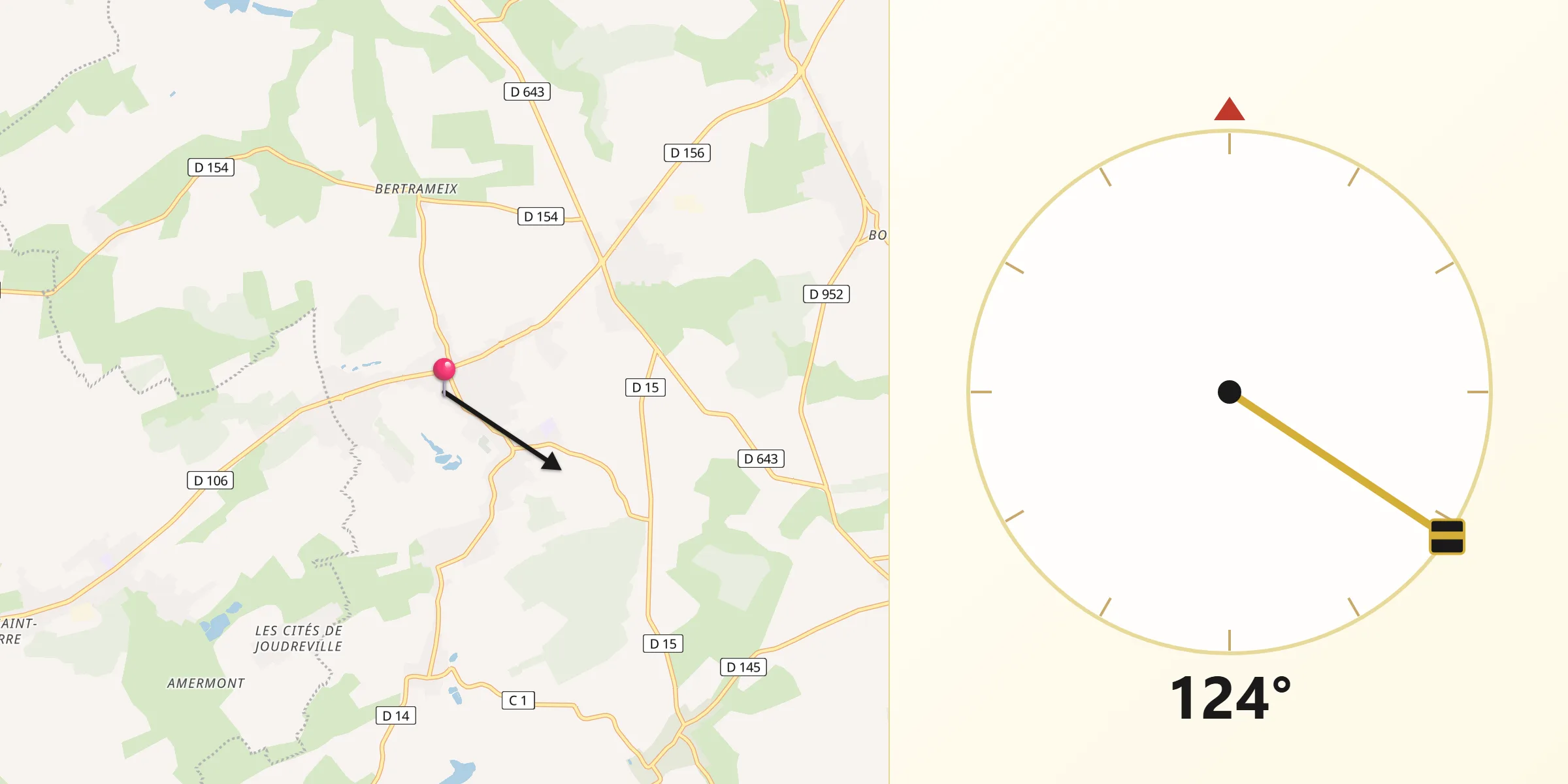 Direction vers la Qibla depuis Piennes