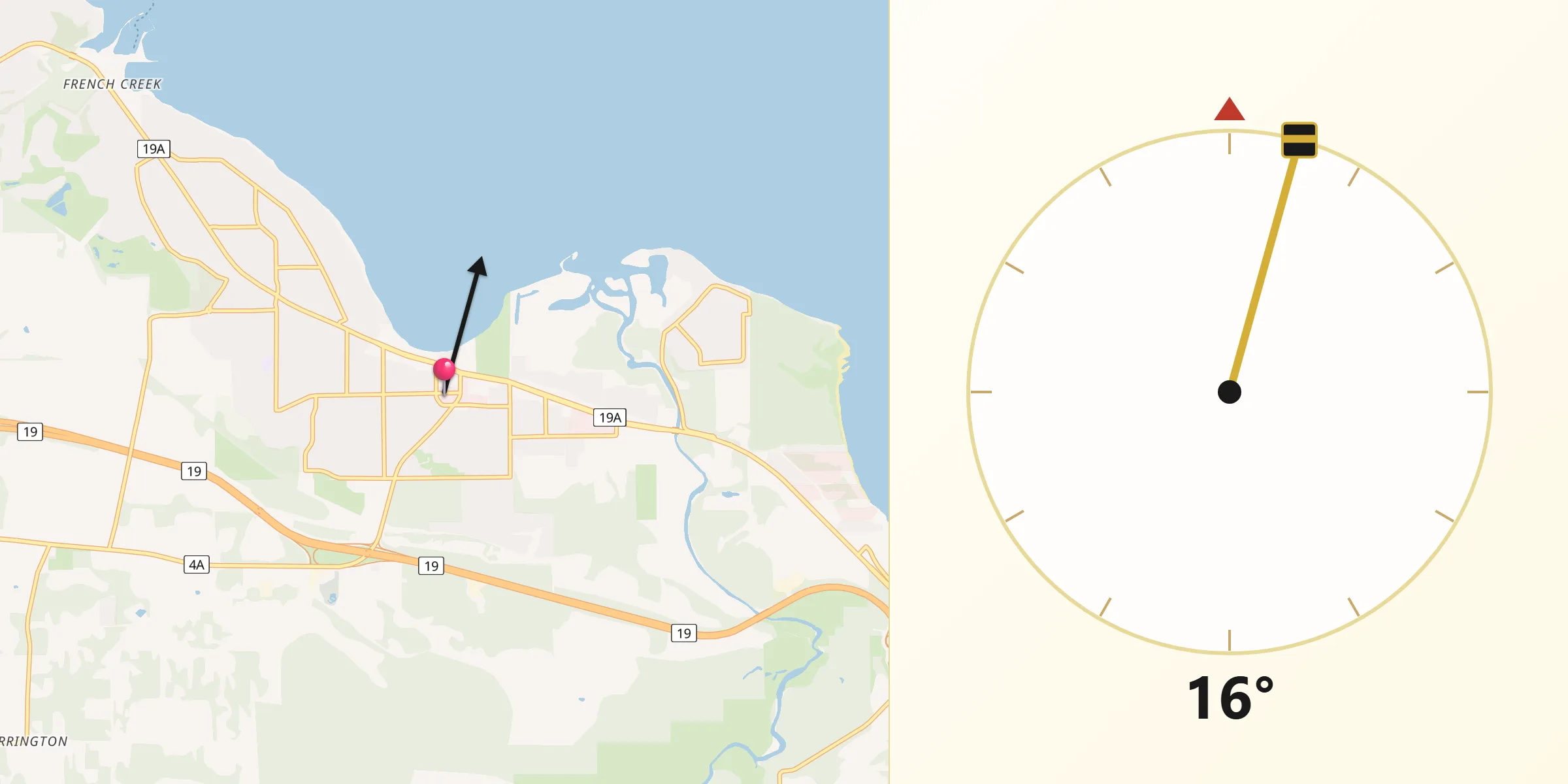 Qibla Direction from Parksville