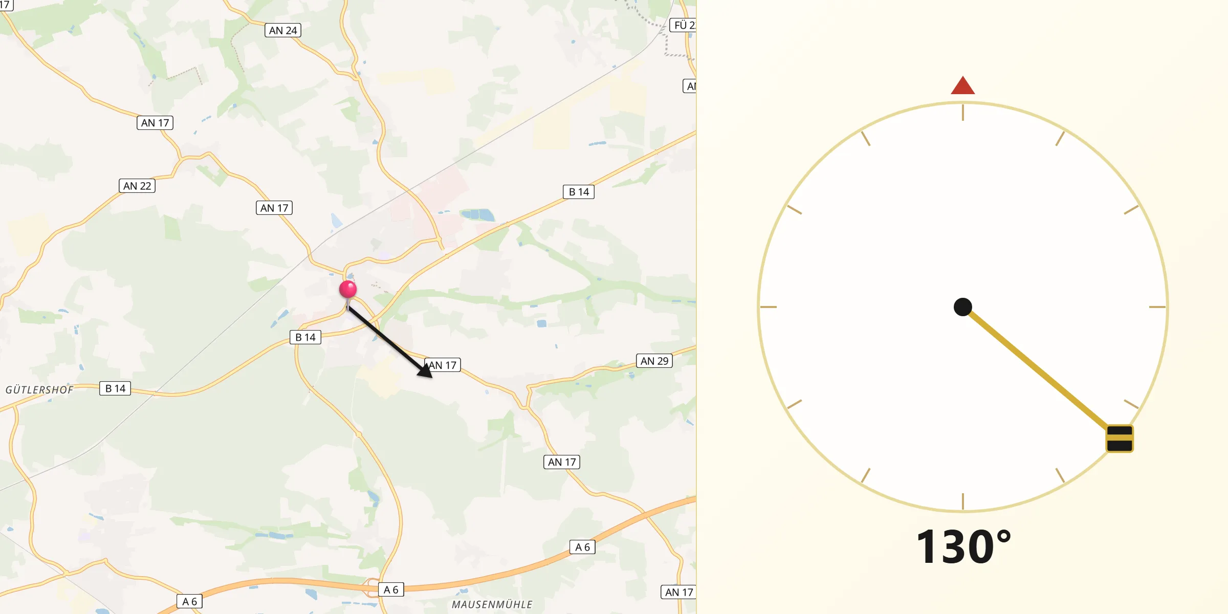 Qibla-Richtung von Heilsbronn