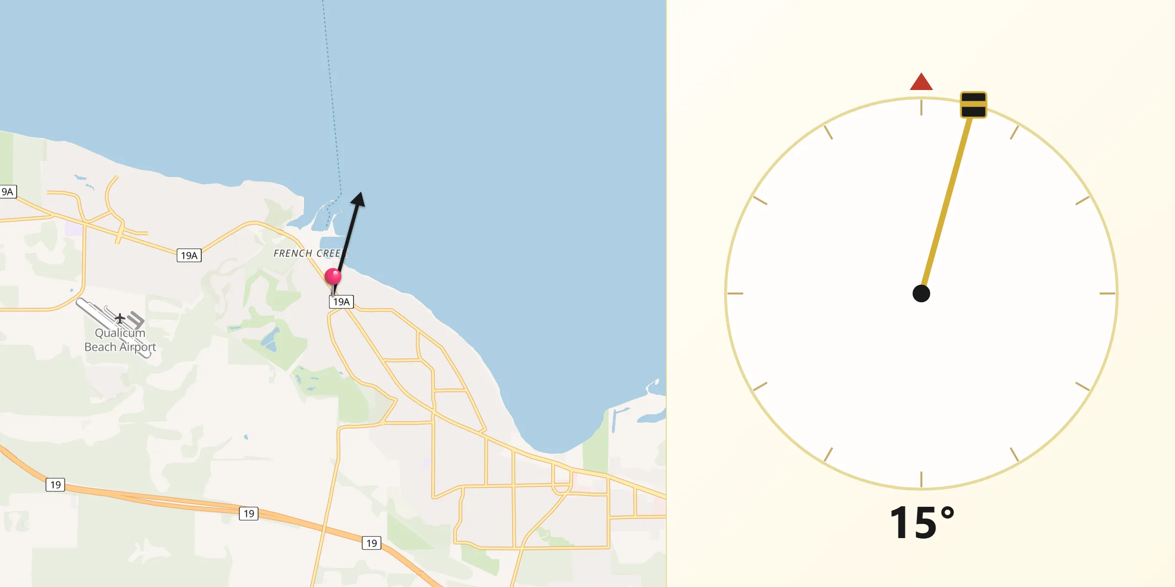 Qibla Direction from French Creek