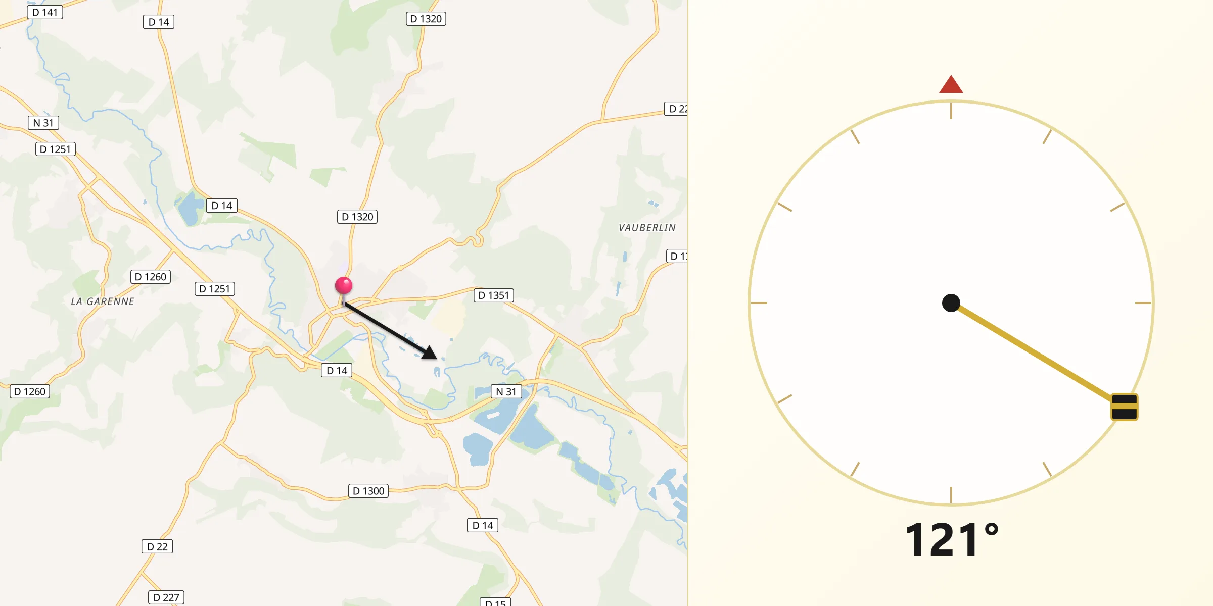 Direction vers la Qibla depuis Braine