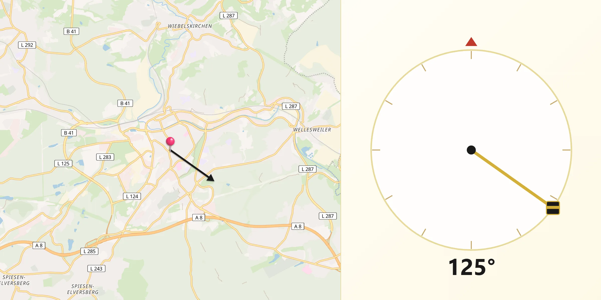 Qibla-Richtung von Neunkirchen