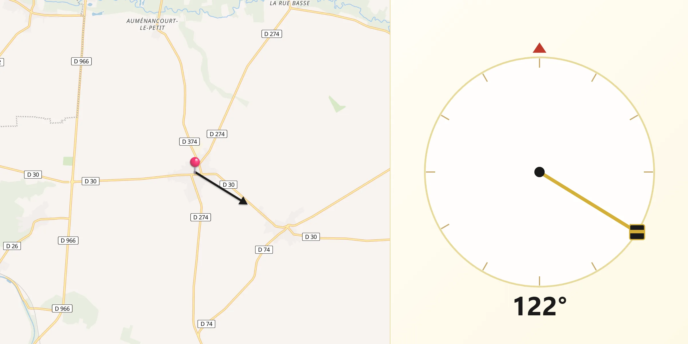 Direction vers la Qibla depuis Bourgogne