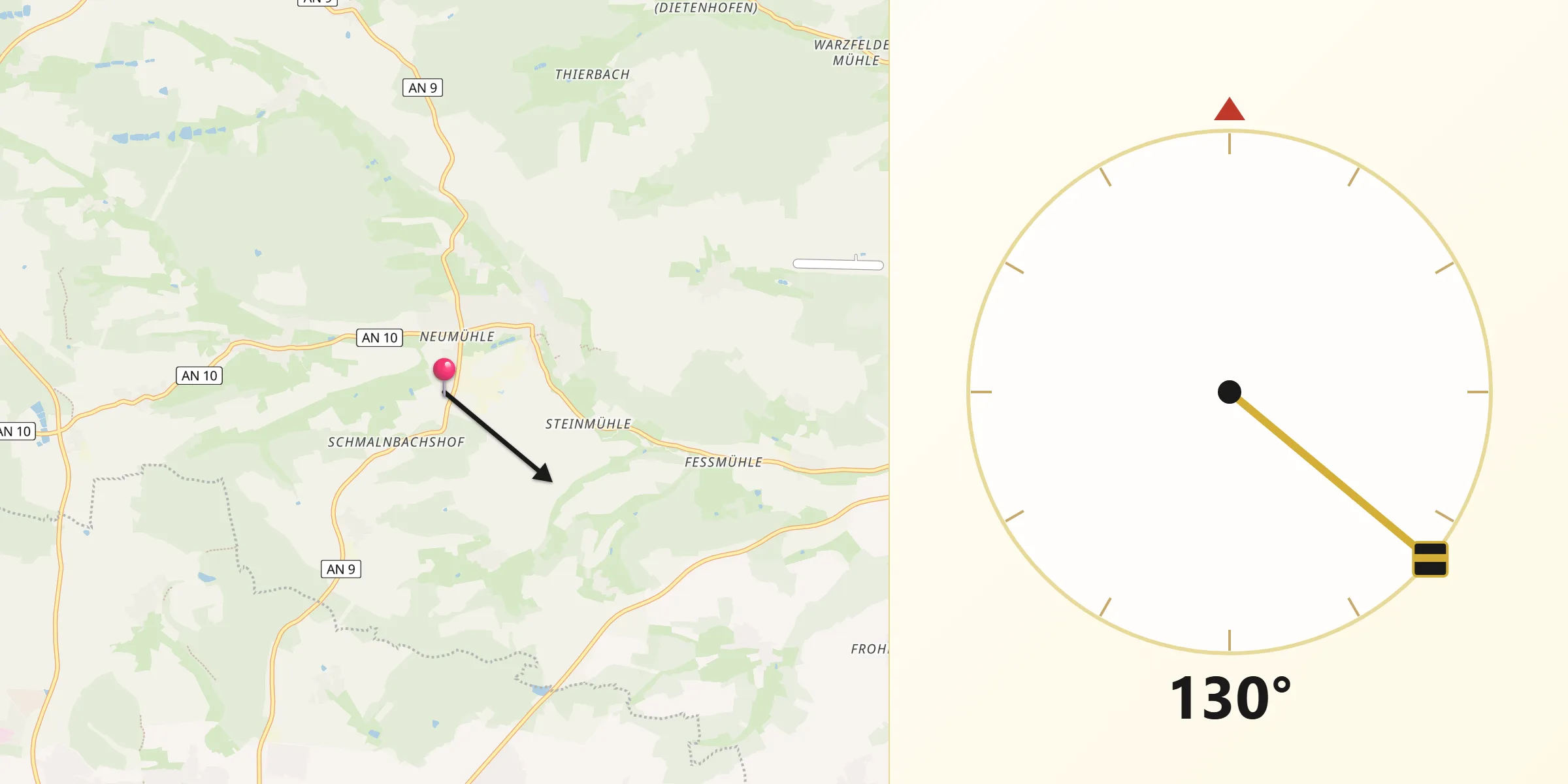 Qibla-Richtung von Weihenzell