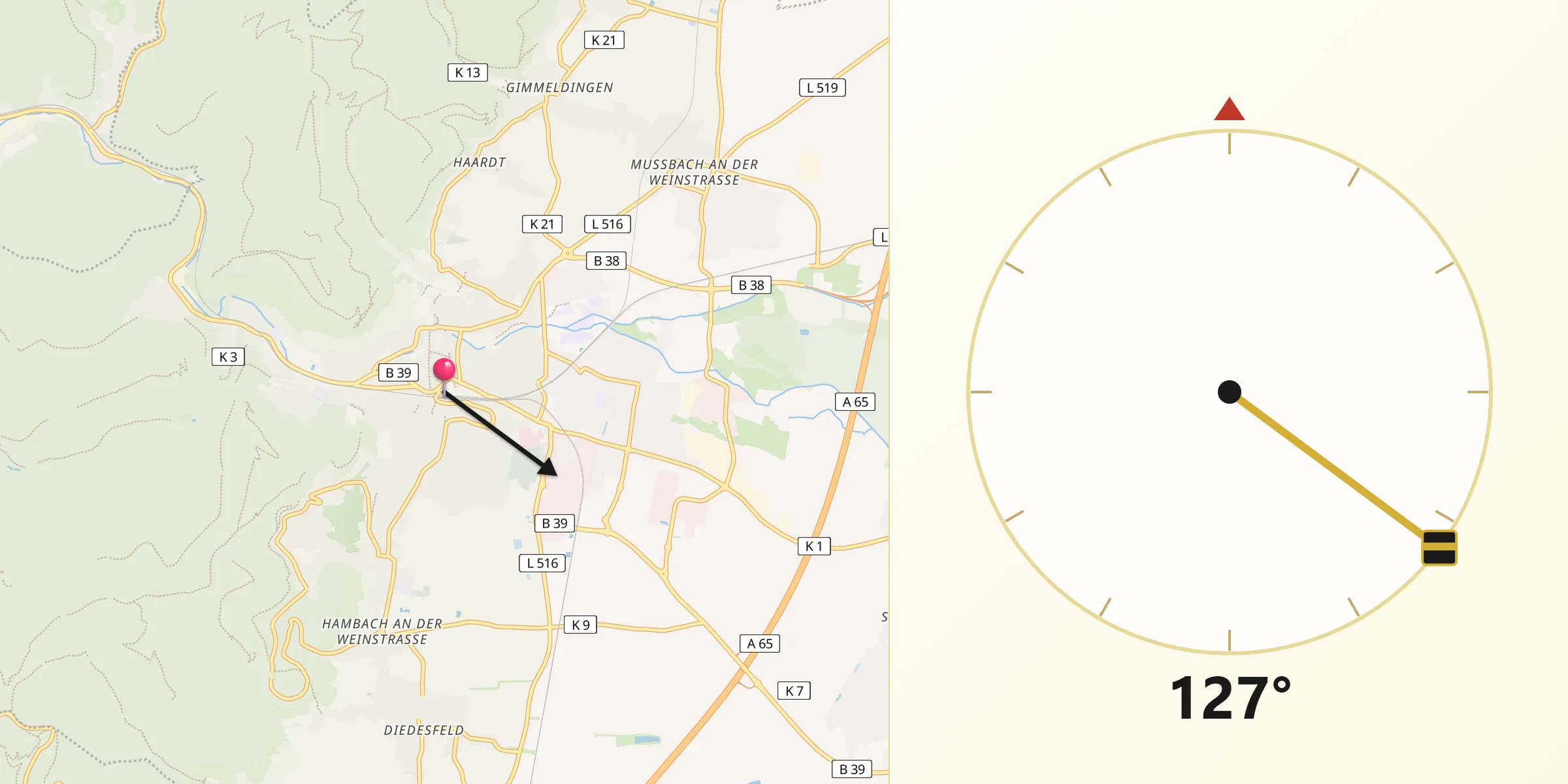 Qibla-Richtung von Neustadt