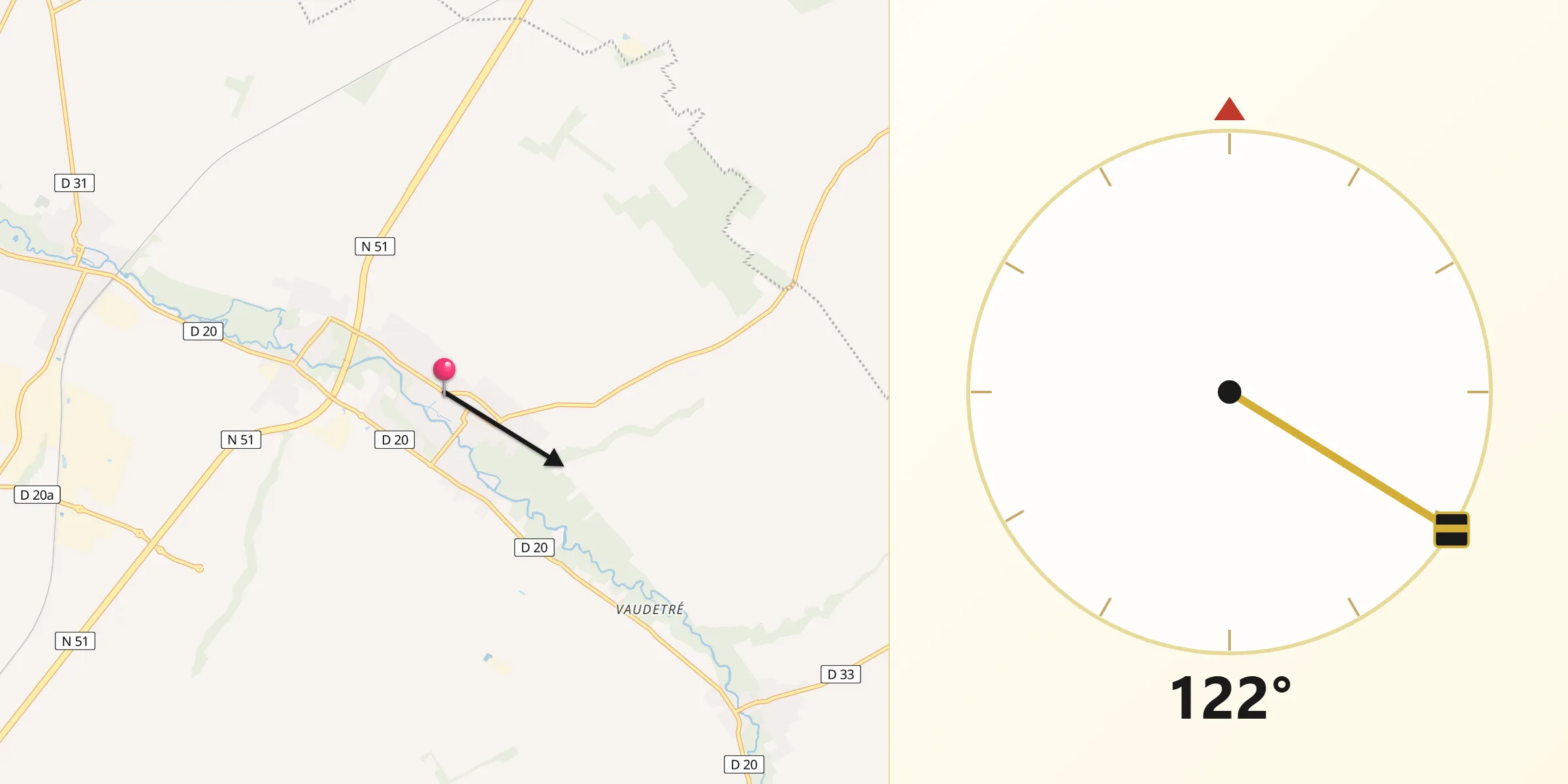 Direction vers la Qibla depuis Warmeriville
