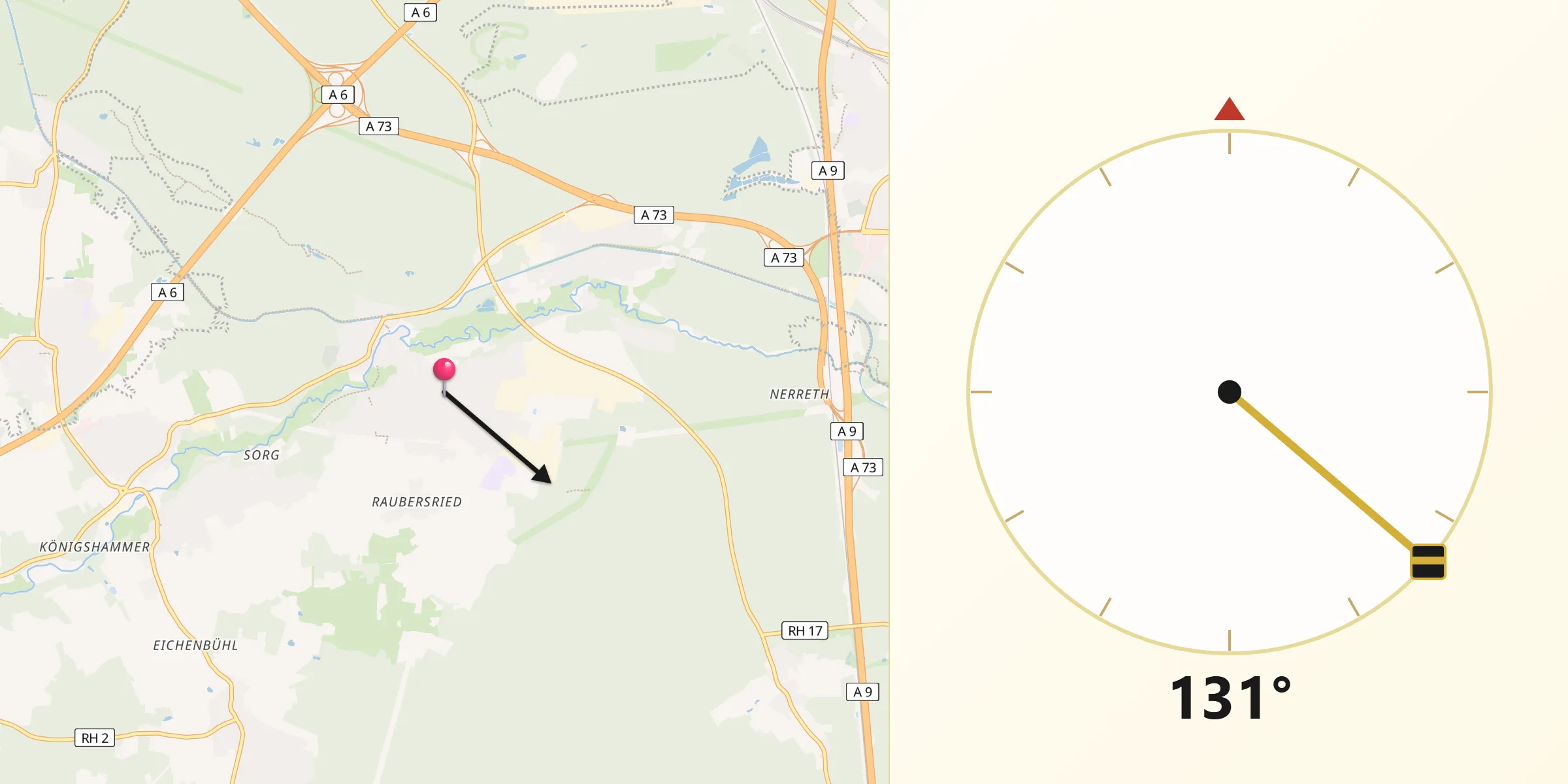 Qibla-Richtung von Wendelstein