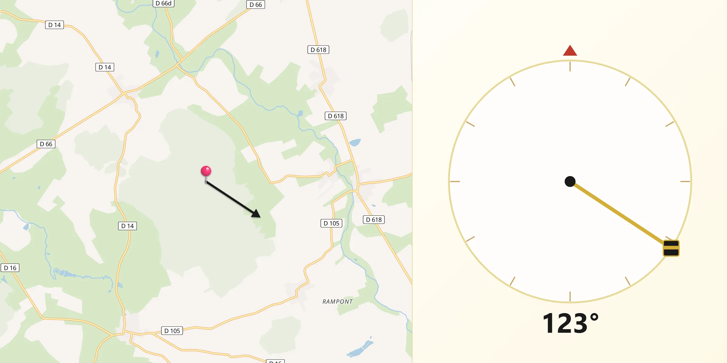 Direction vers la Qibla depuis Duzey