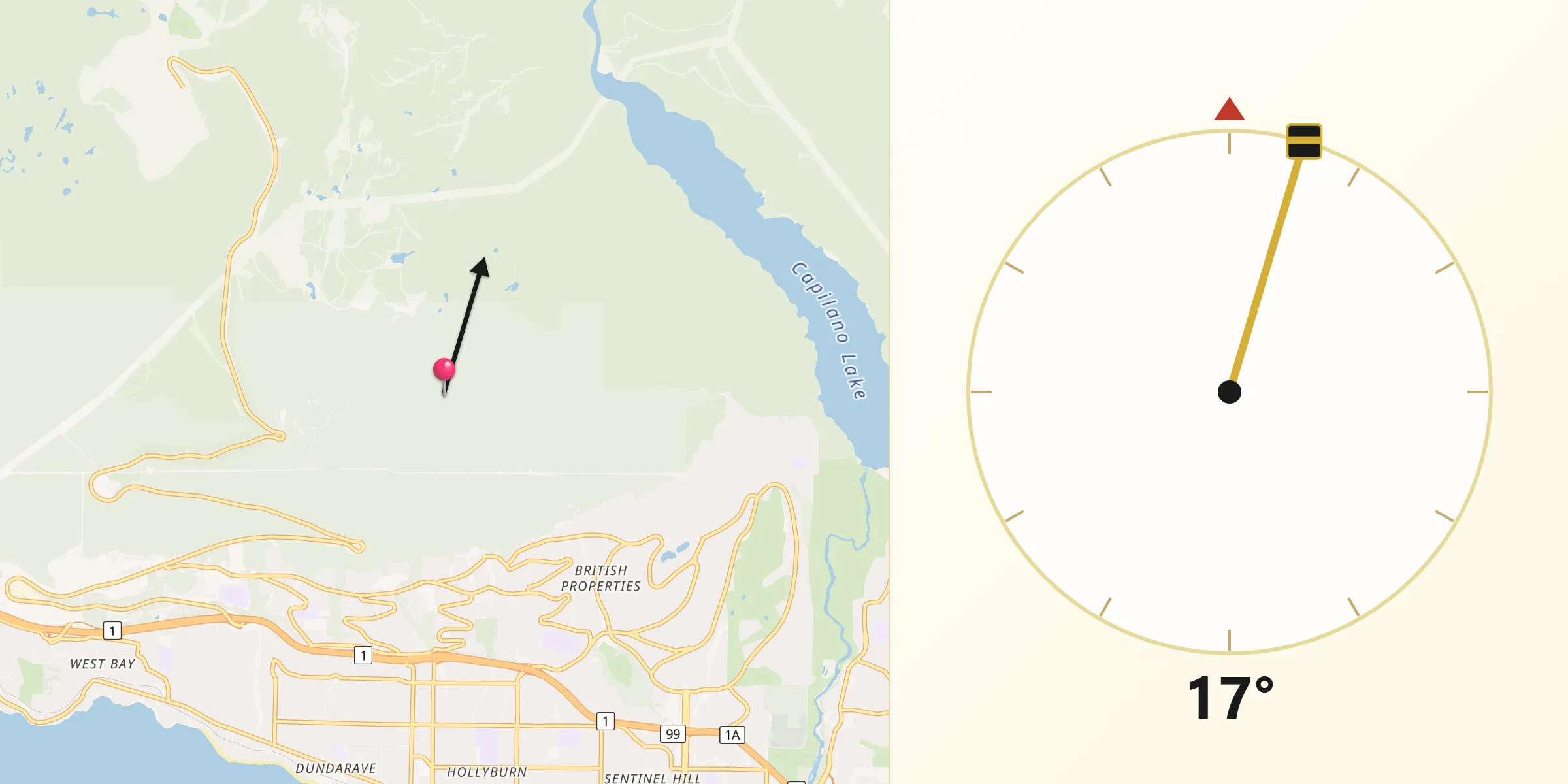 Qibla Direction from West Vancouver