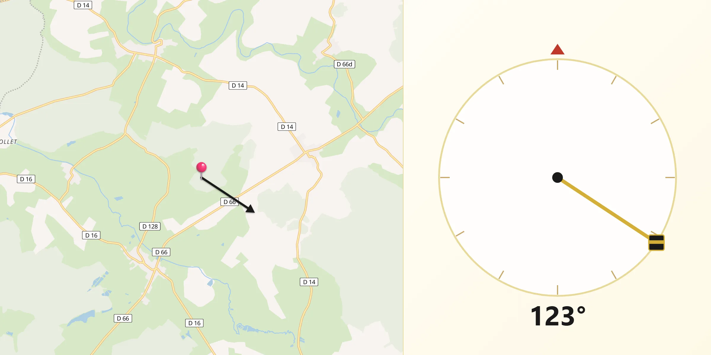 Direction vers la Qibla depuis Pillon