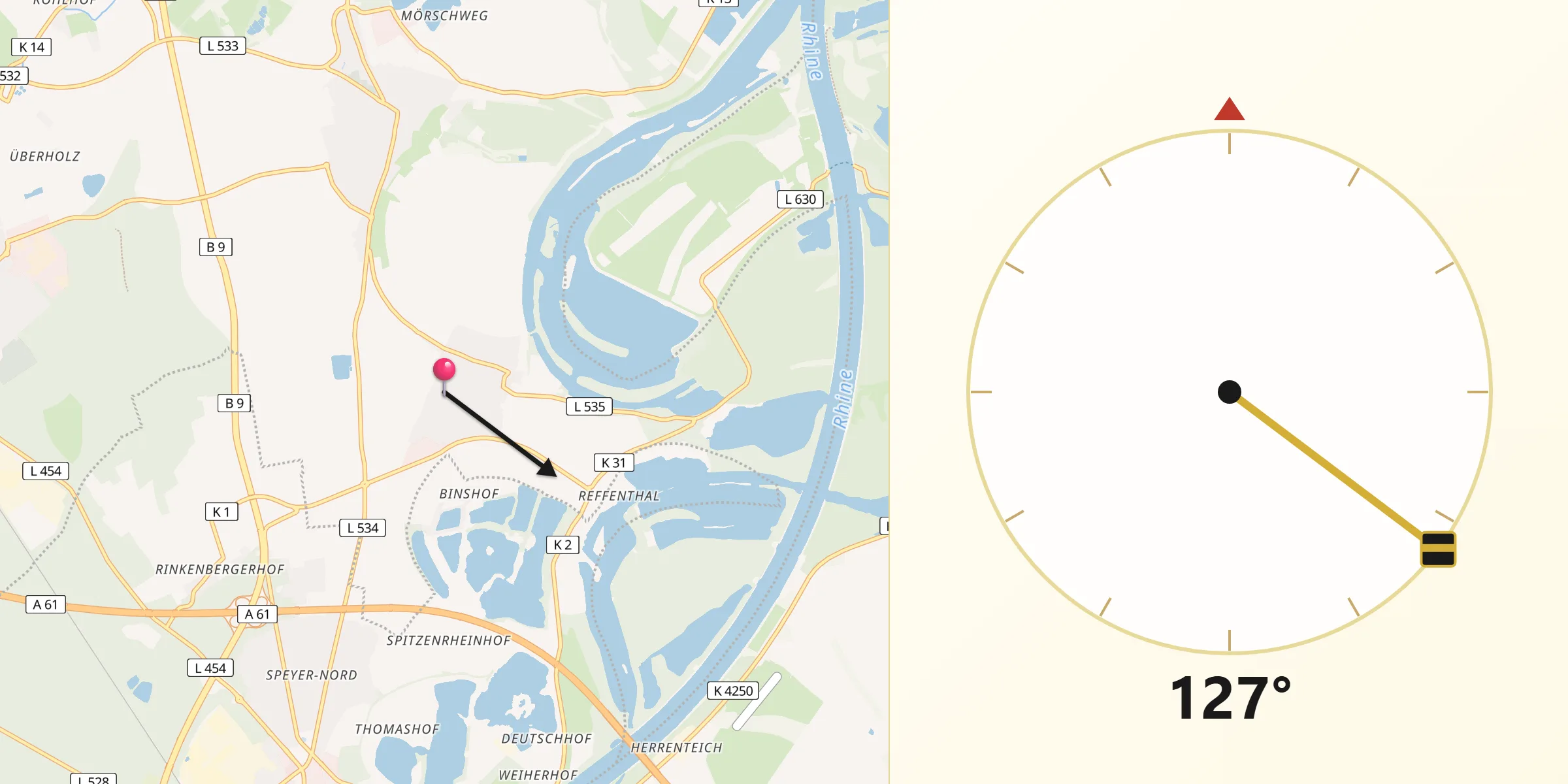 Qibla-Richtung von Otterstadt
