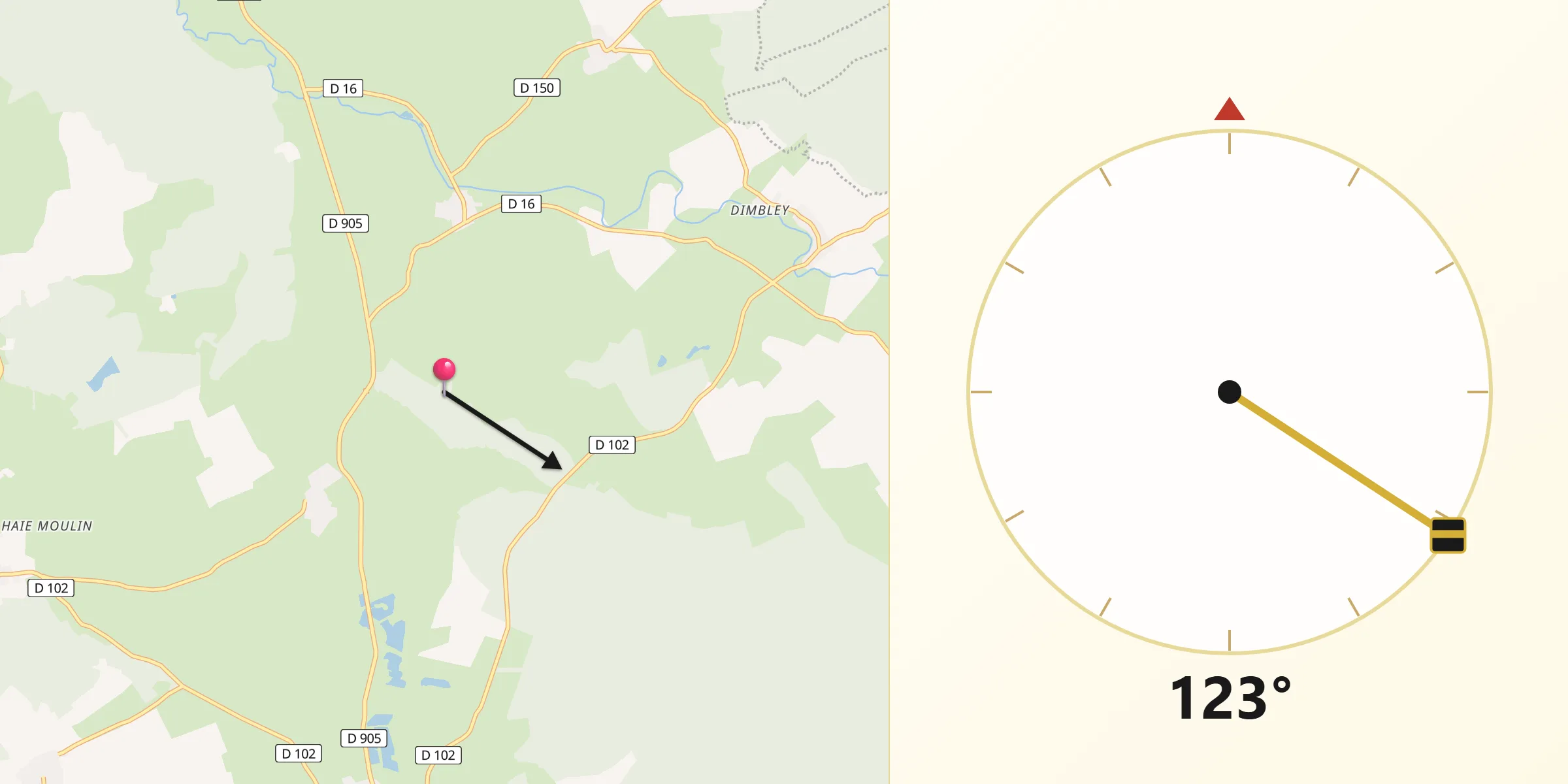 Direction vers la Qibla depuis Dombras