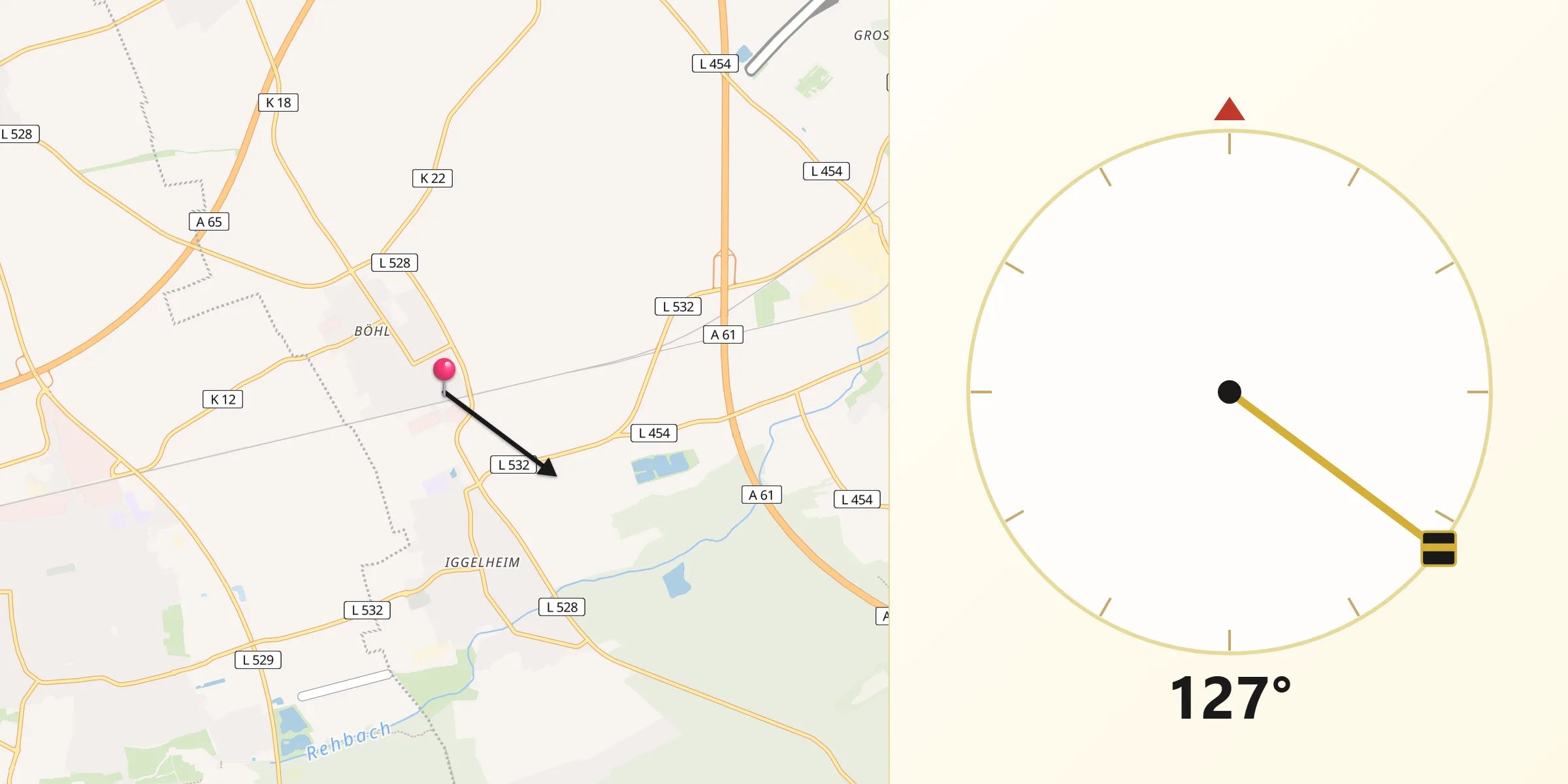 Qibla-Richtung von Böhl-Iggelheim