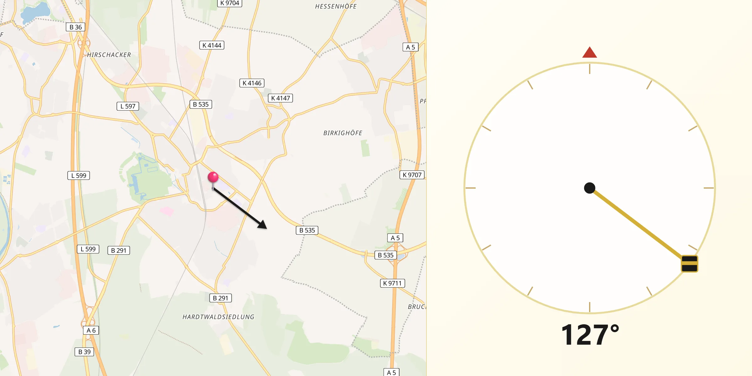 Qibla-Richtung von Schwetzingen