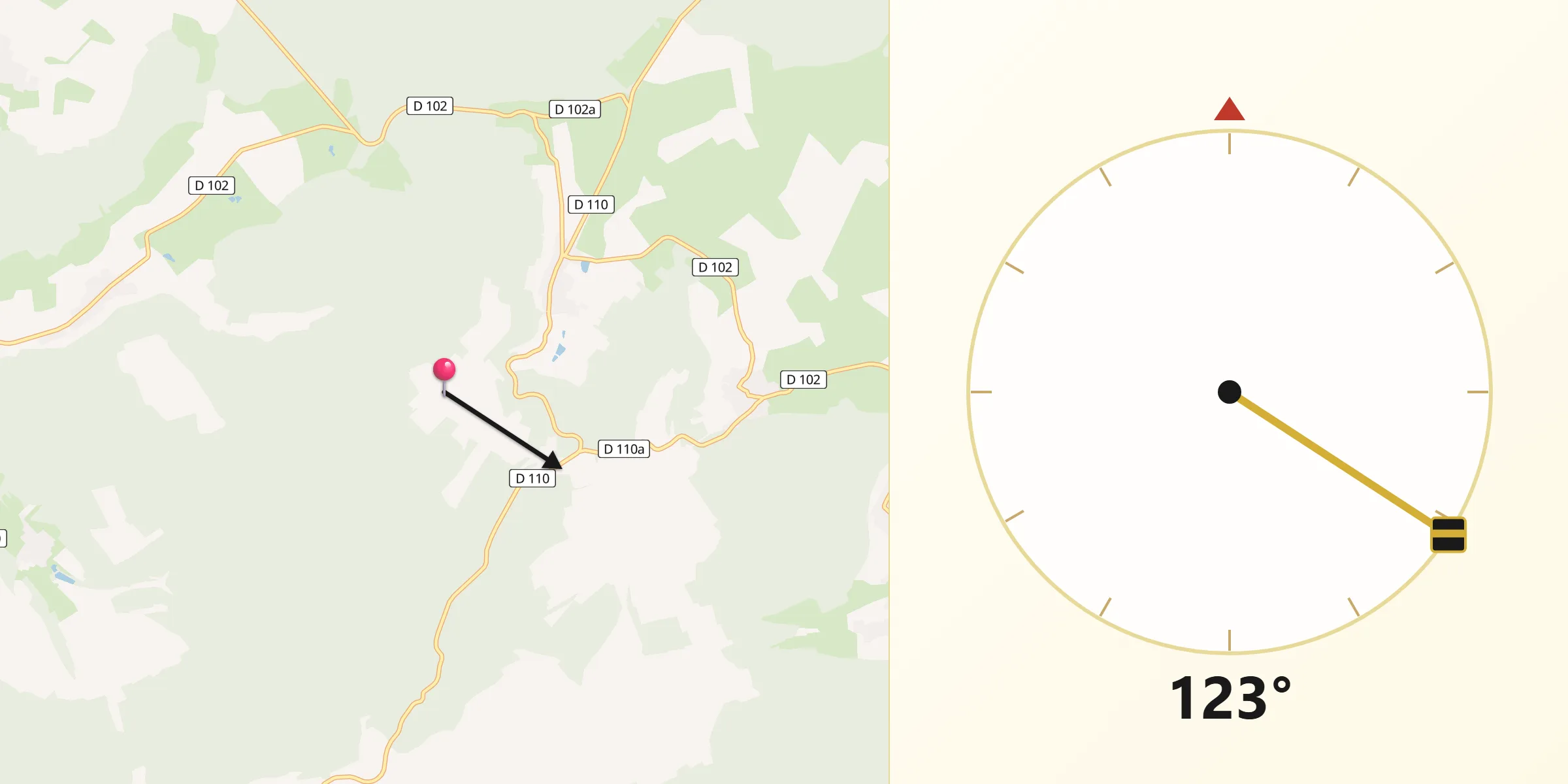 Direction vers la Qibla depuis Bréhéville