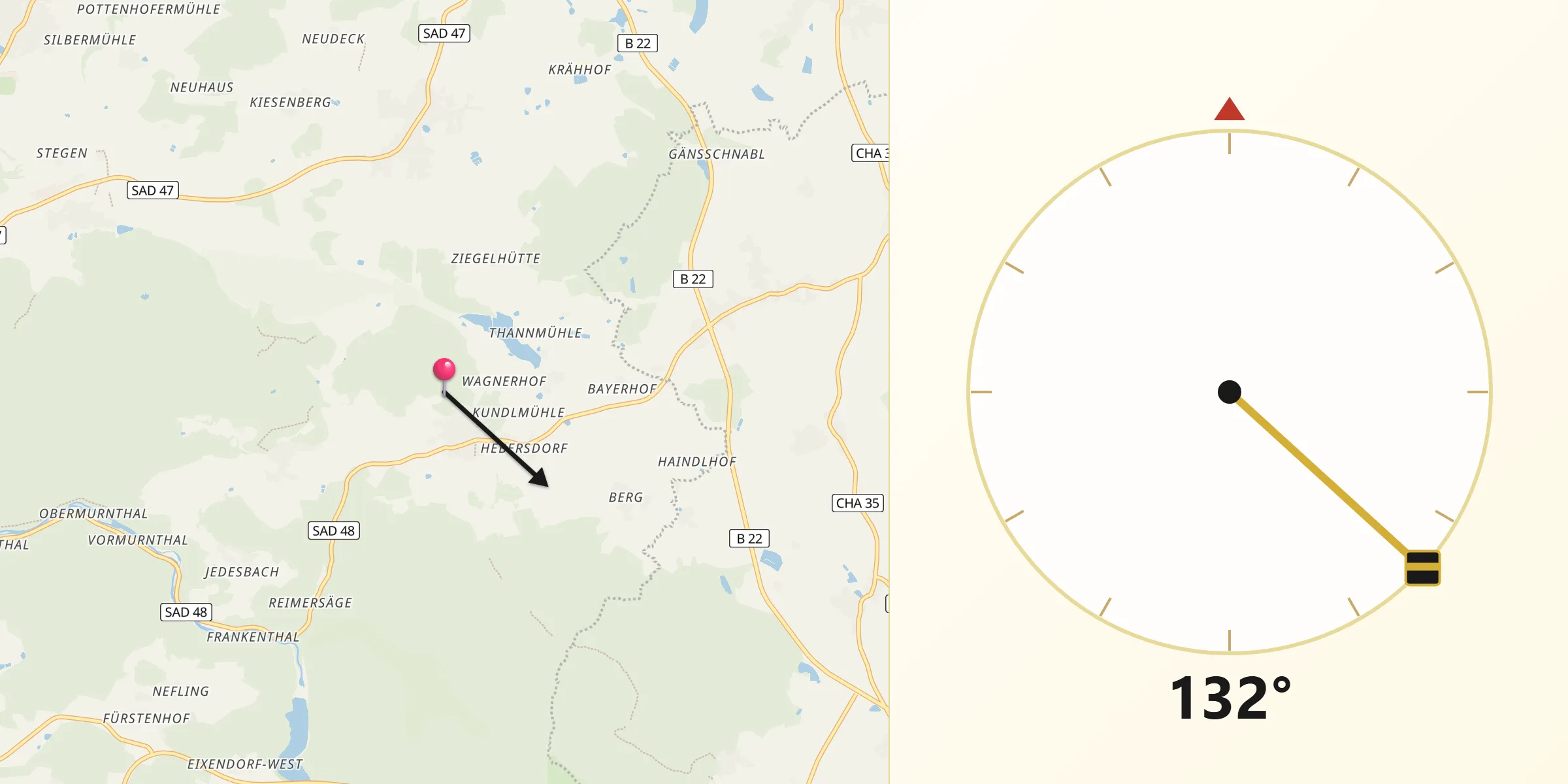 Qibla-Richtung von Thanstein