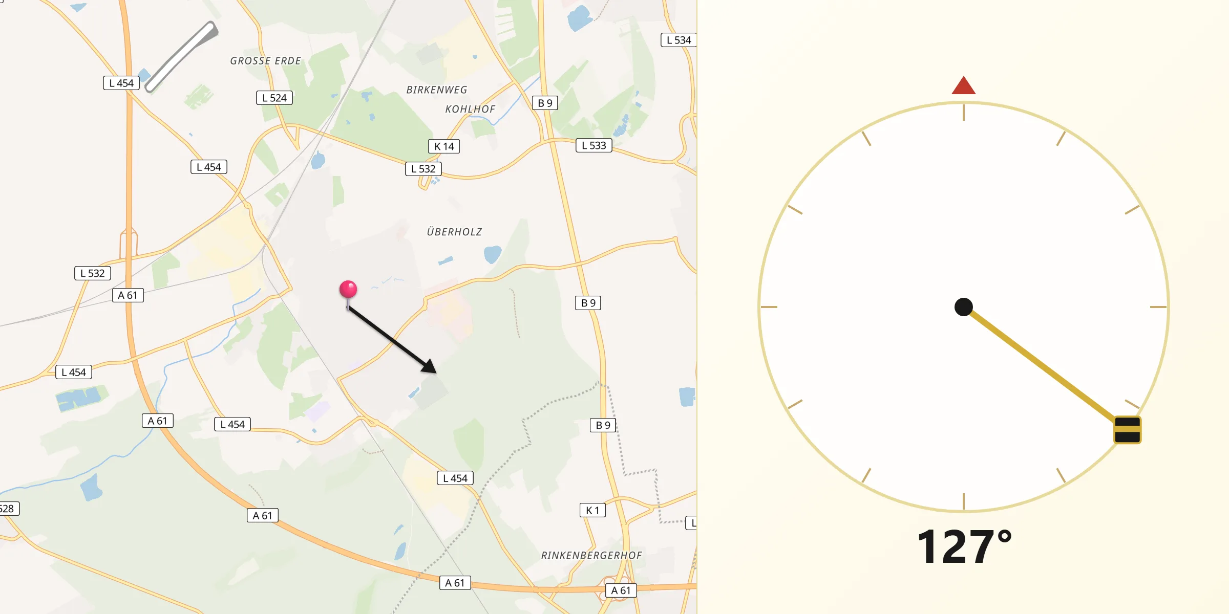Qibla-Richtung von Schifferstadt