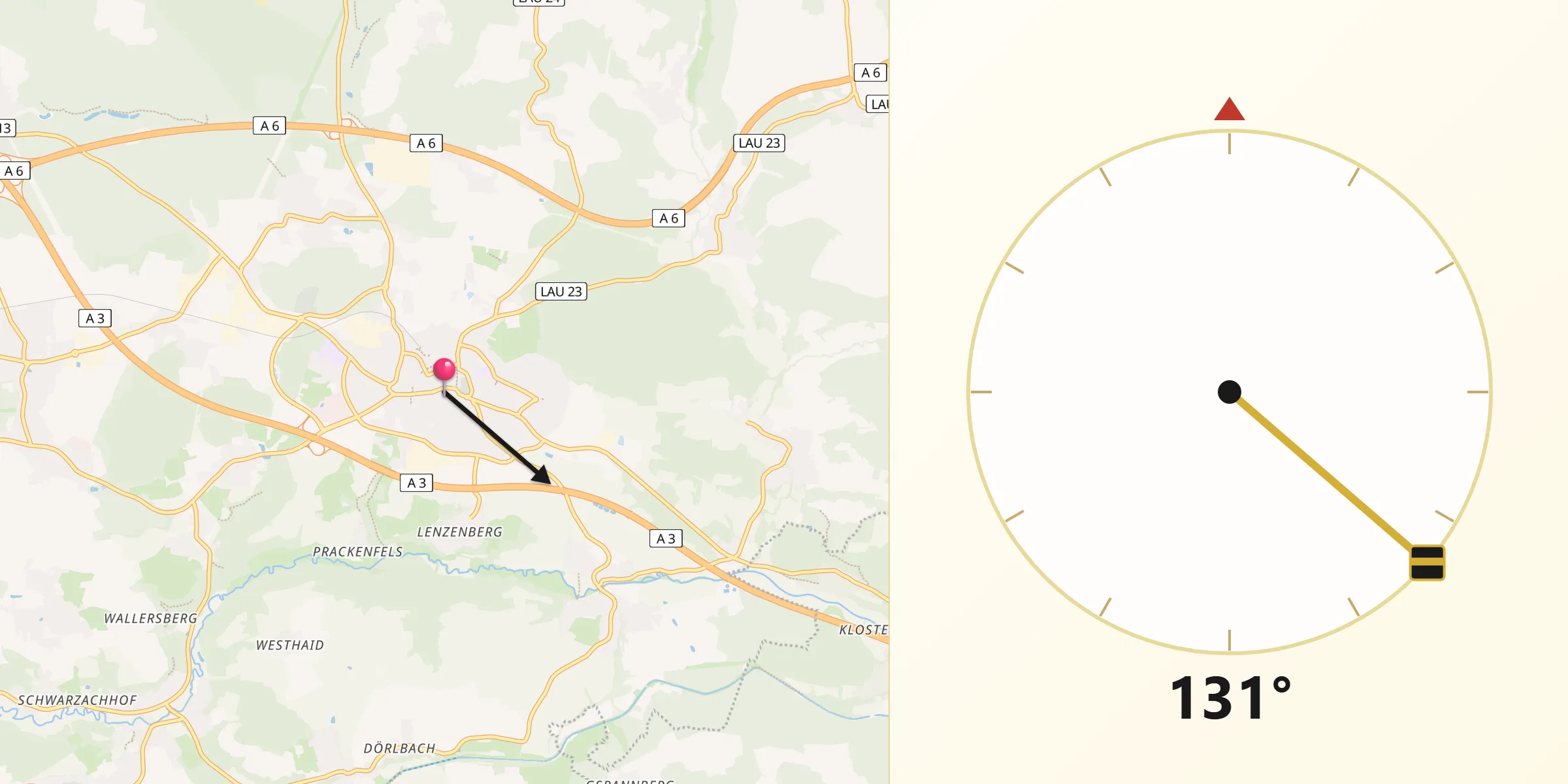 Qibla-Richtung von Altdorf