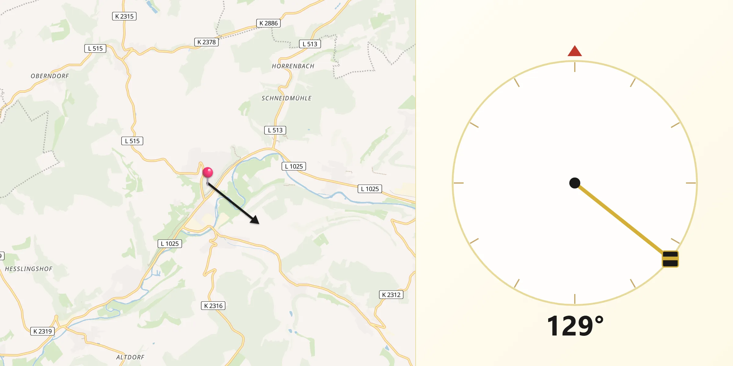 Qibla-Richtung von Krautheim