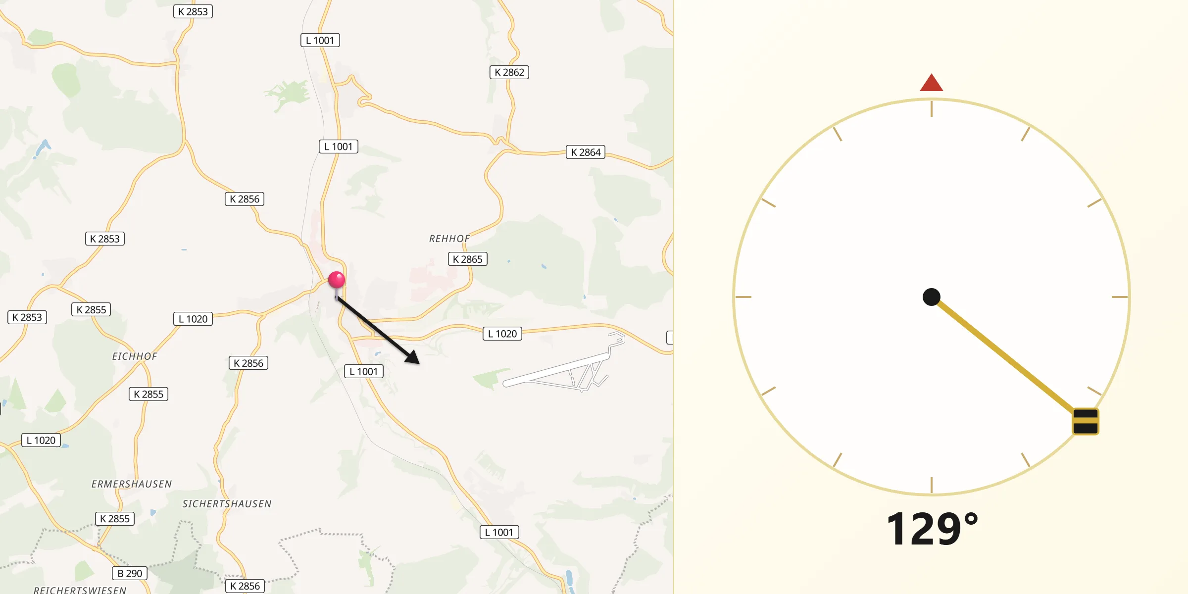 Qibla-Richtung von Niederstetten