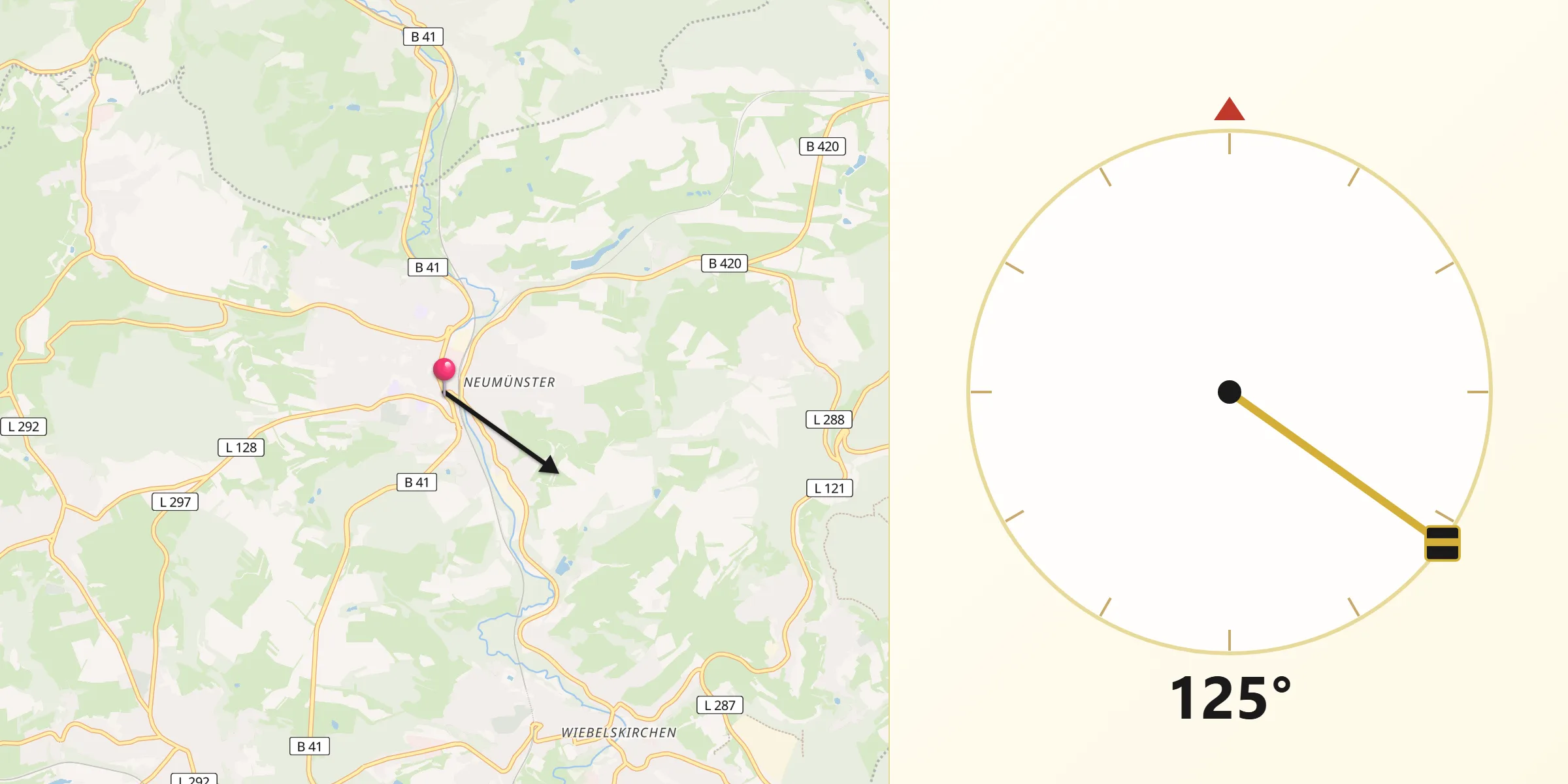 Qibla-Richtung von Ottweiler
