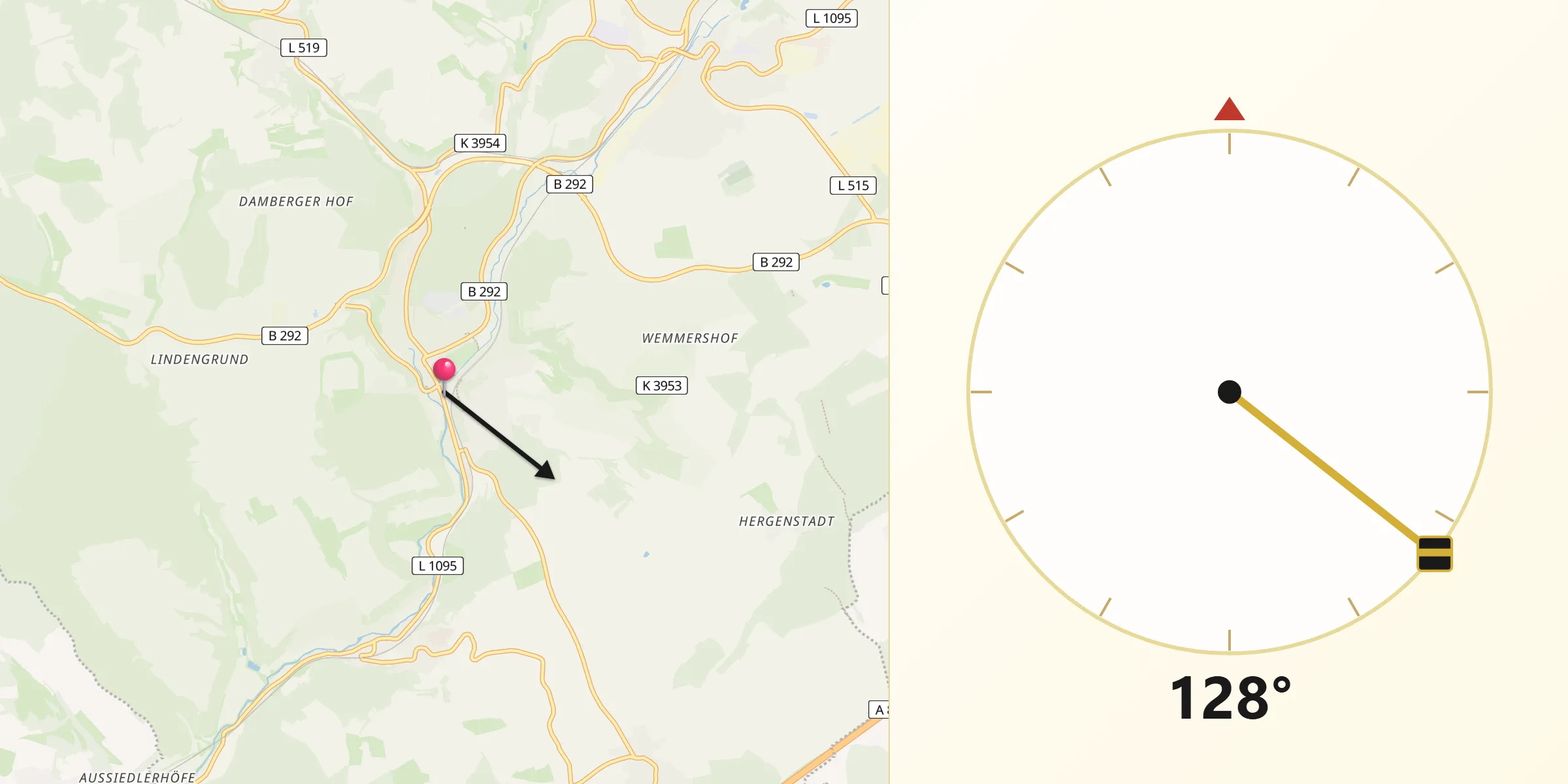 Qibla-Richtung von Adelsheim