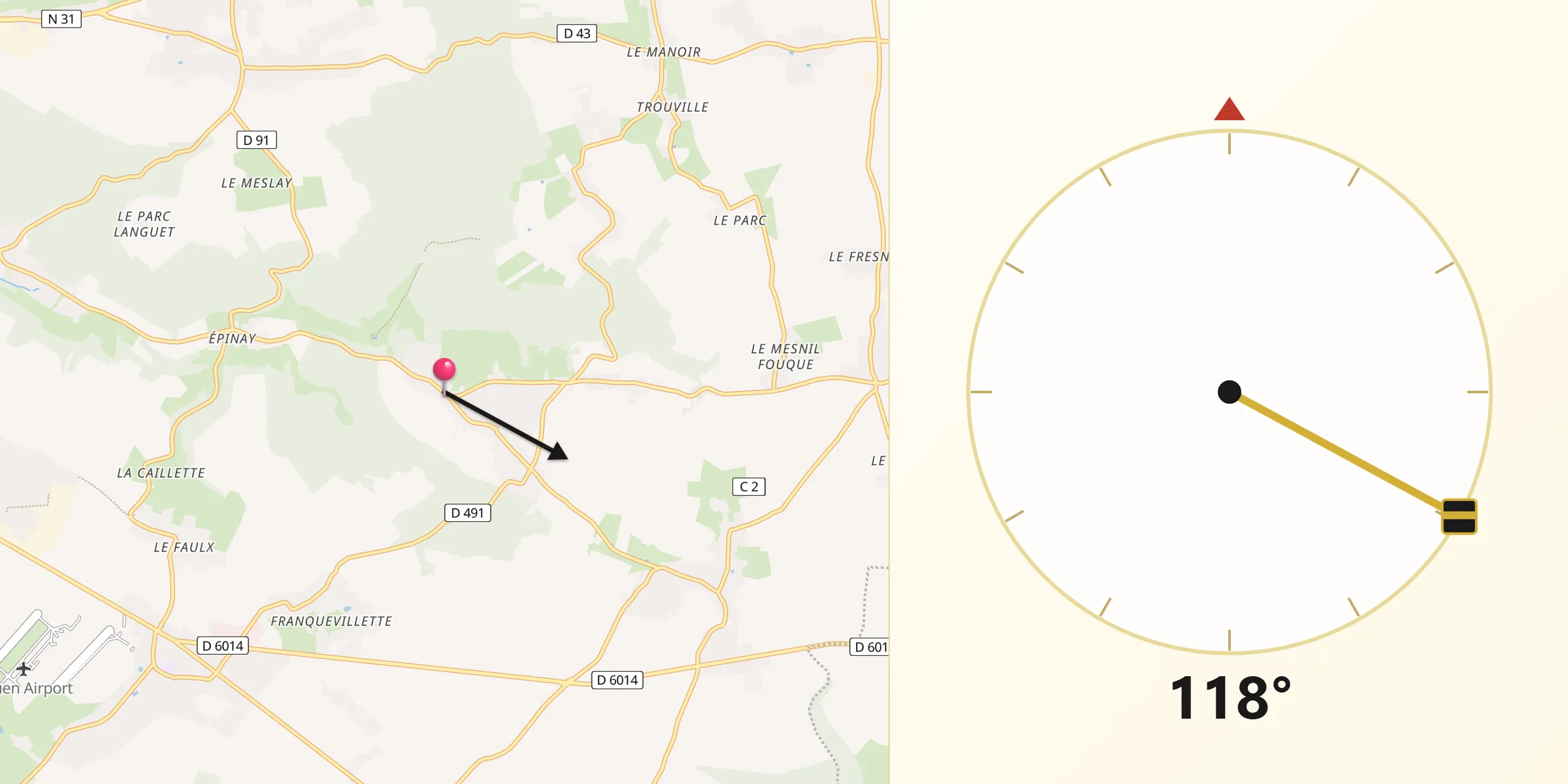 Direction vers la Qibla depuis Montmain
