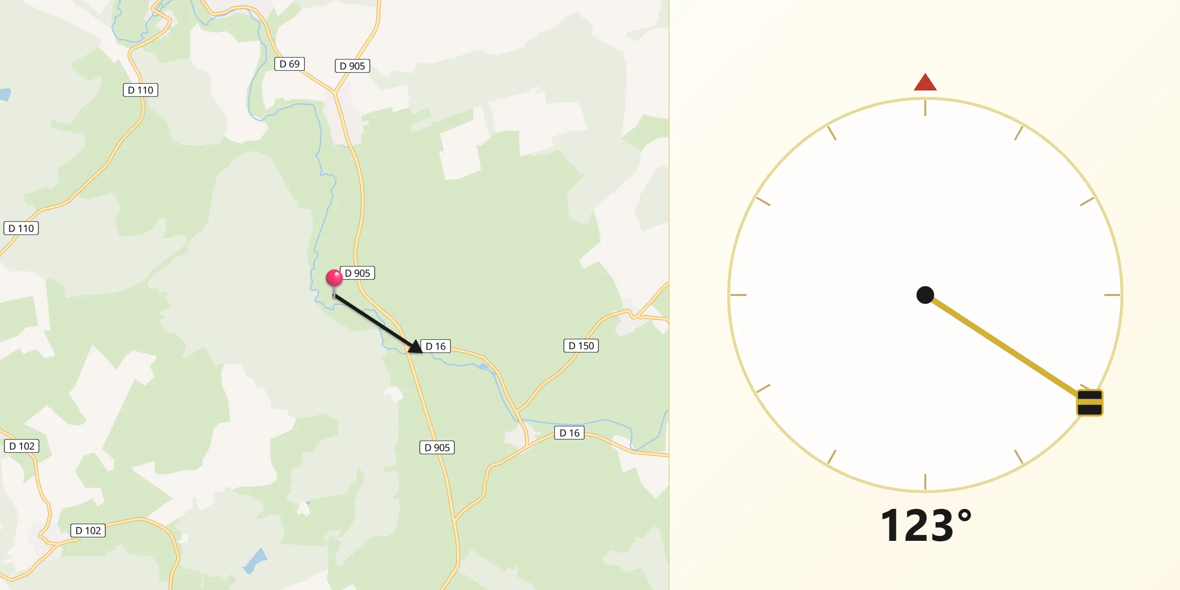 Direction vers la Qibla depuis Delut