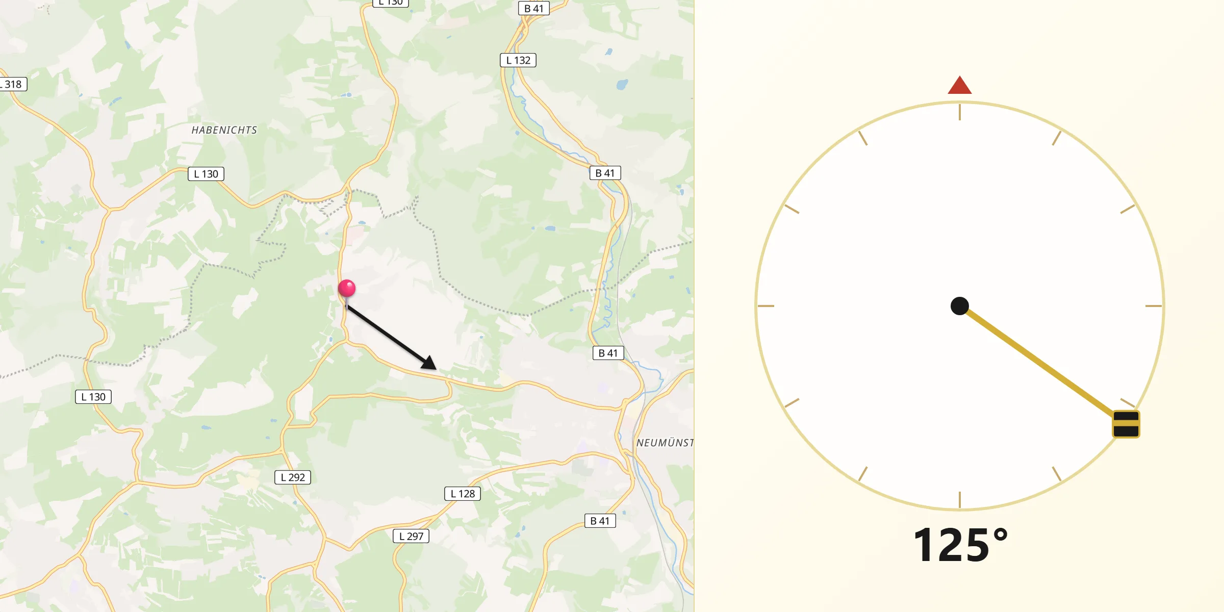 Qibla-Richtung von Mainzweiler