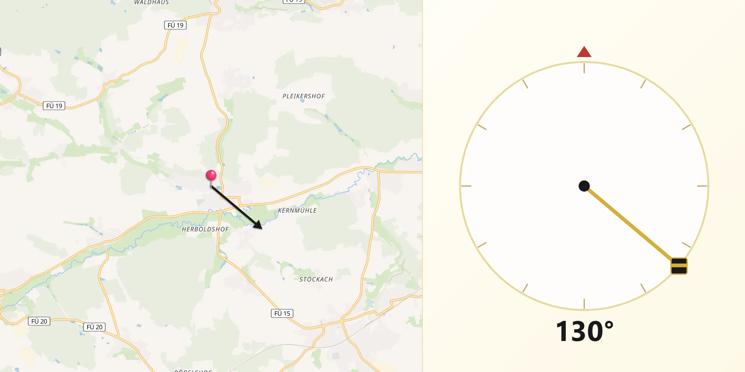 Qibla-Richtung von Ammerndorf